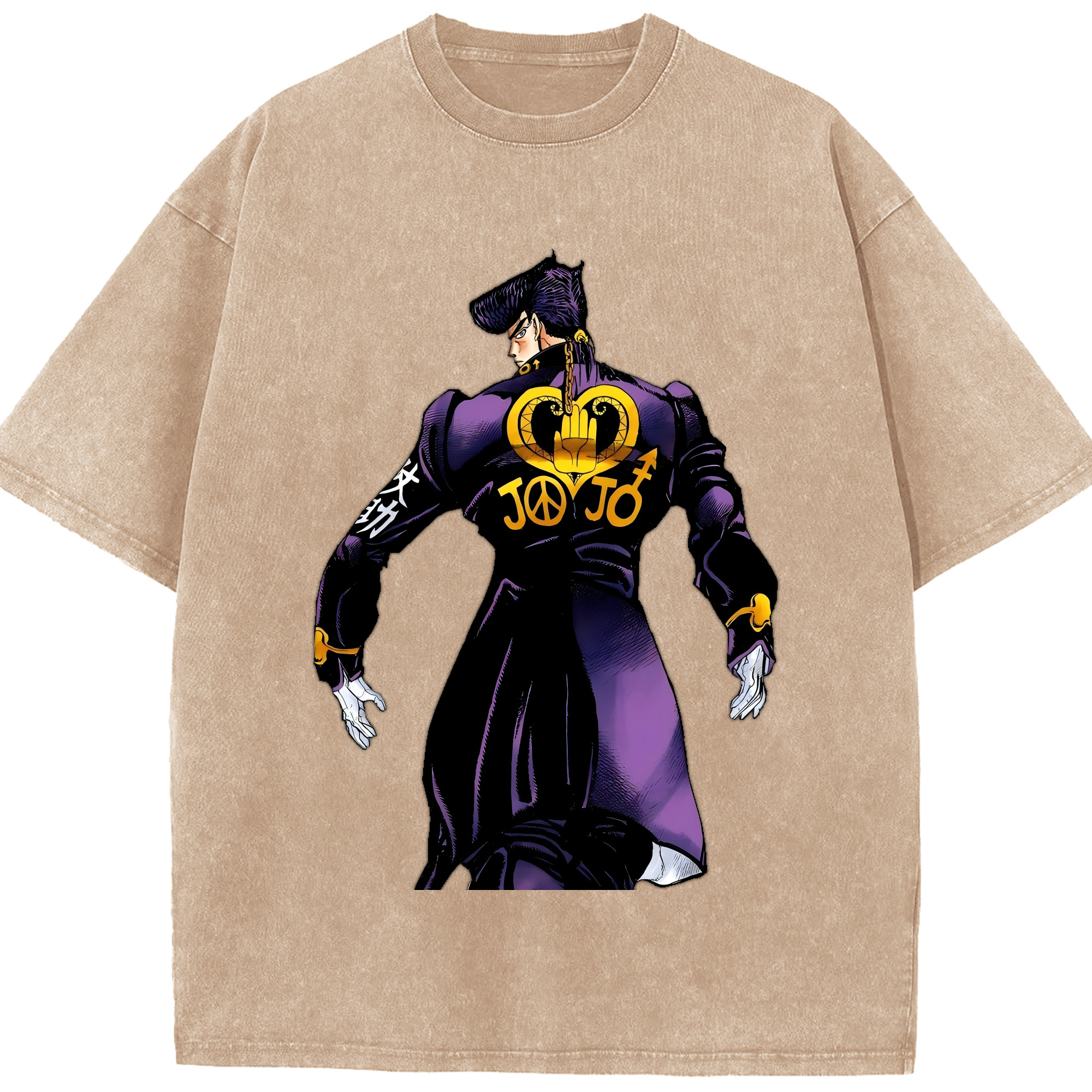 （画像用） ジョジョの奇妙な冒険 ひがしかた じょうすけ JoJo's Bizarre Adventure Higashikata Josuke 綿100% ヴィンテージ風 半袖Tシャツ（フロントプリント）