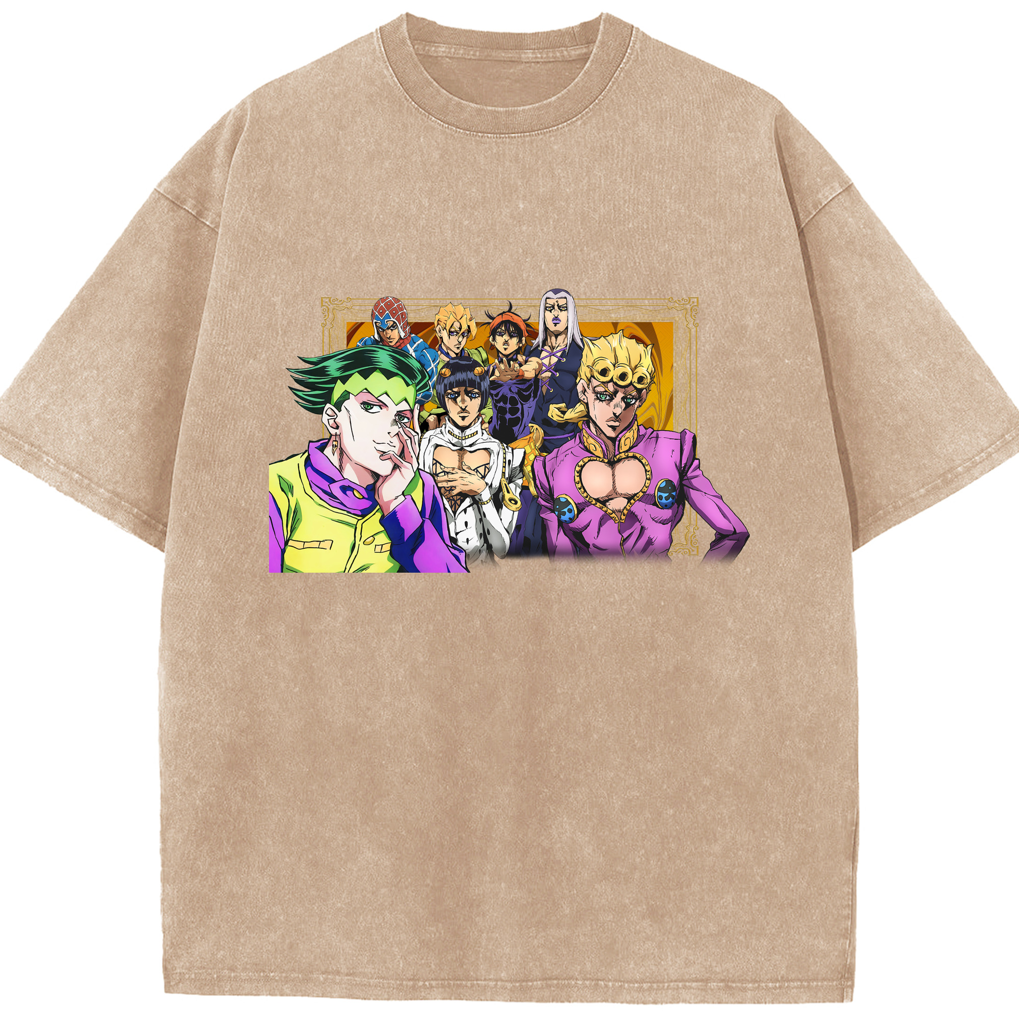 （画像用） ジョジョの奇妙な冒険 ジョルノ?ジョバァーナ JoJo's Bizarre Adventure Giorno Giovanna 綿100% ヴィンテージ風 半袖Tシャツ（フロントプリント）