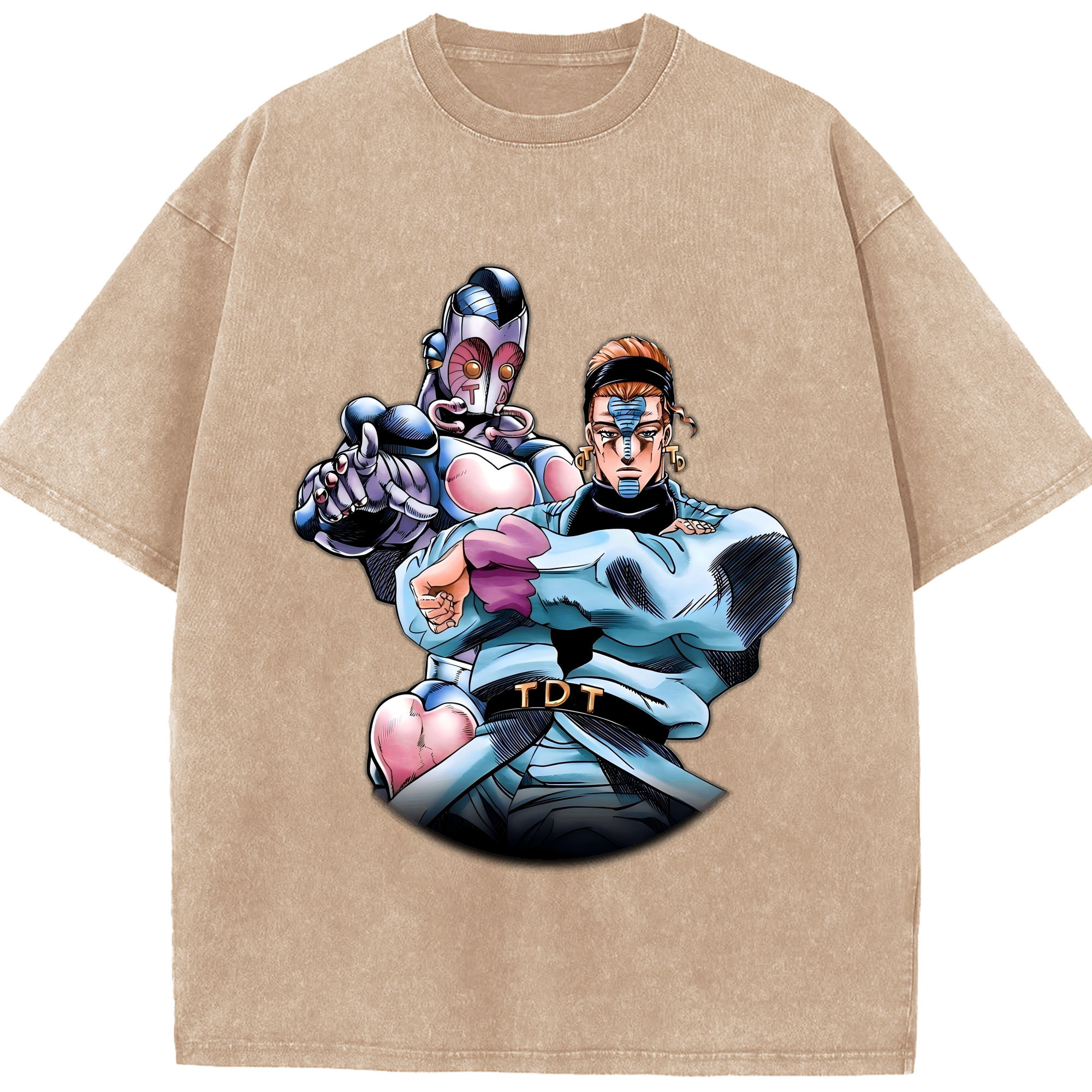 （画像用） ジョジョの奇妙な冒険 ひがしかた じょうすけ JoJo's Bizarre Adventure Higashikata Josuke 綿100% ヴィンテージ風 半袖Tシャツ（フロントプリント）