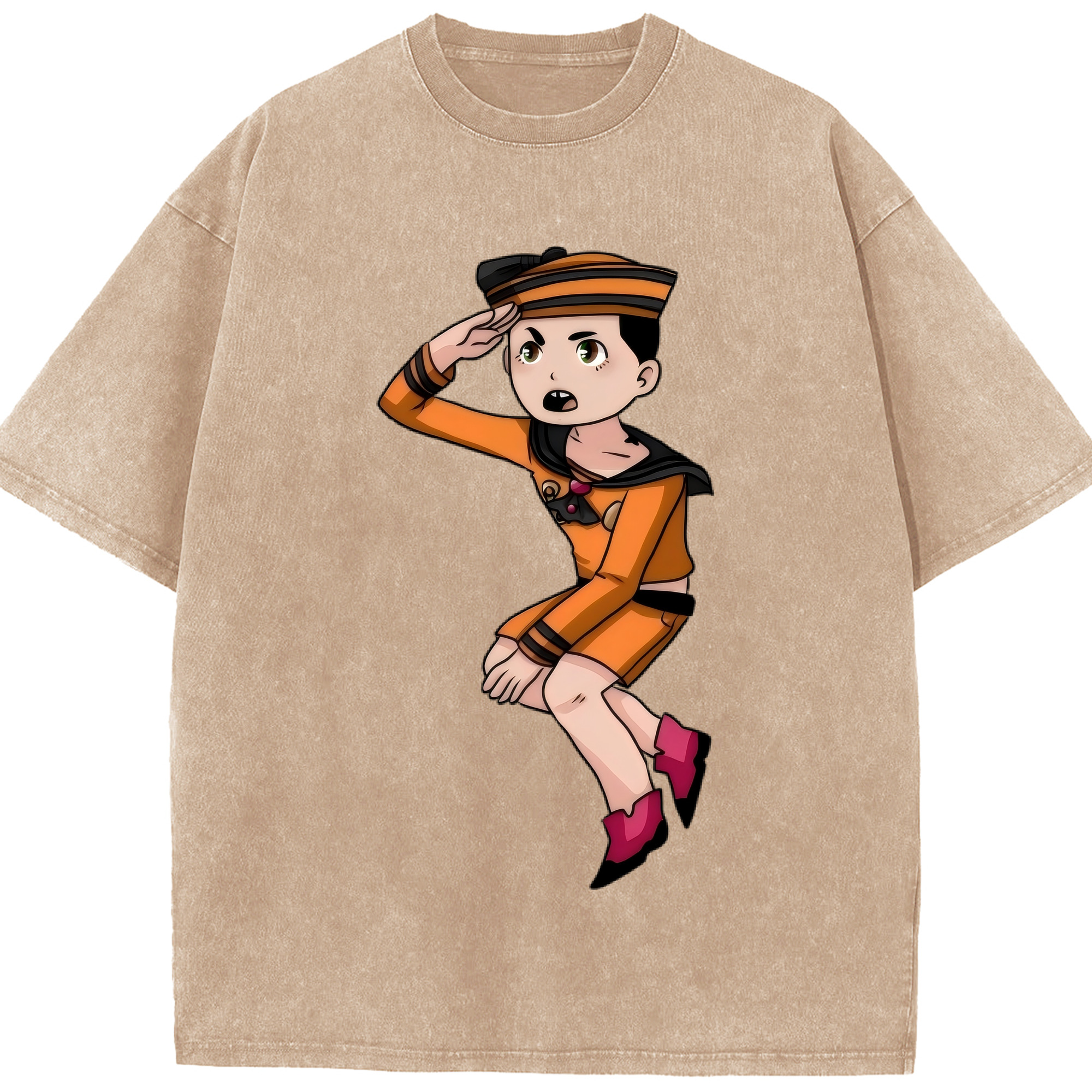 （画像用） ジョジョの奇妙な冒険 東方定助 JoJo's Bizarre Adventure Higashikata Josuke 綿100% ヴィンテージ風 半袖Tシャツ（フロントプリント）