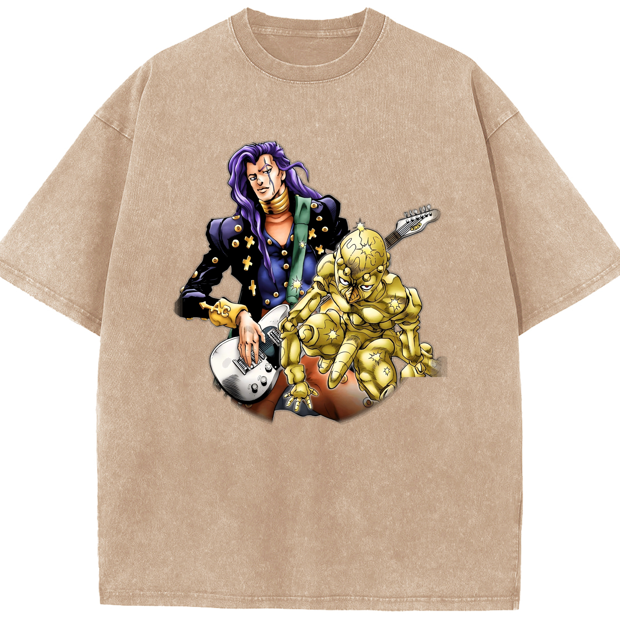 （画像用） ジョジョの奇妙な冒険 おといし あきら JoJo's Bizarre Adventure Akira Otoishi 綿100% ヴィンテージ風 半袖Tシャツ（フロントプリント）