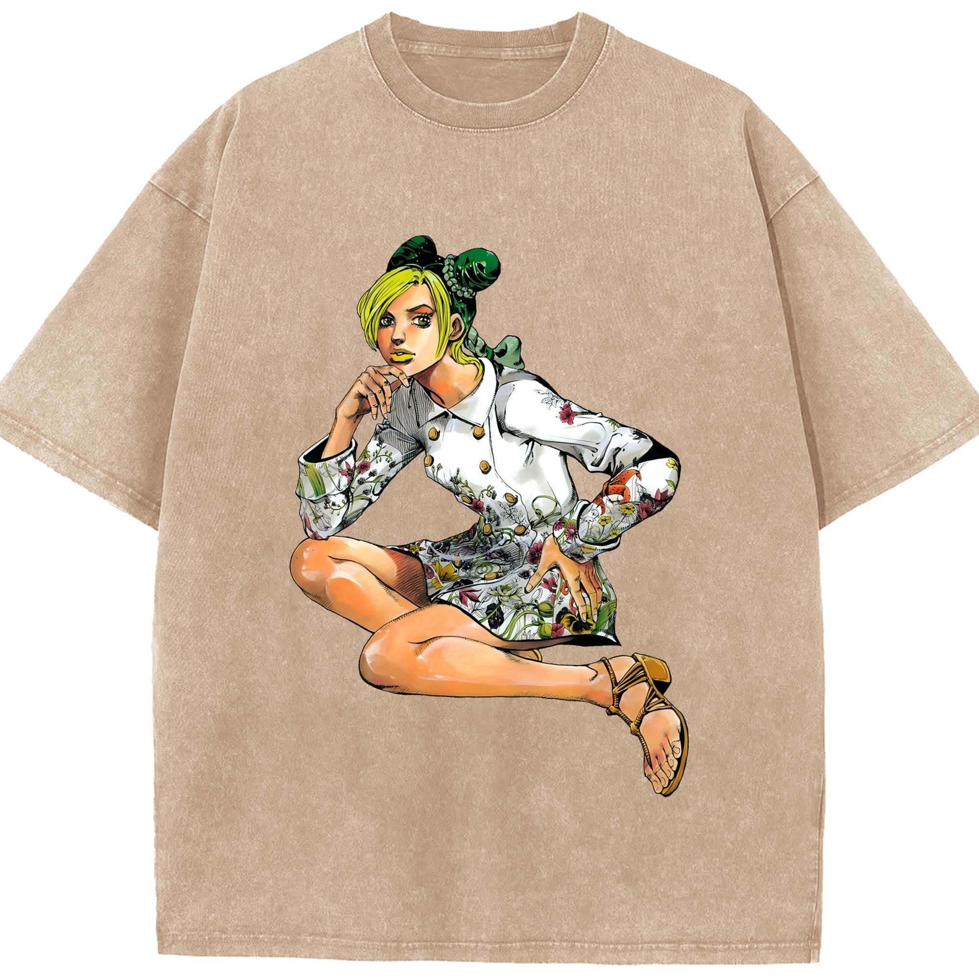 （画像用） "ジョジョの奇妙な冒険 くうじょう ジョリーン JoJo's Bizarre Adventure Jolyne Cujoh " 綿100% ヴィンテージ風 半袖Tシャツ（フロントプリント）