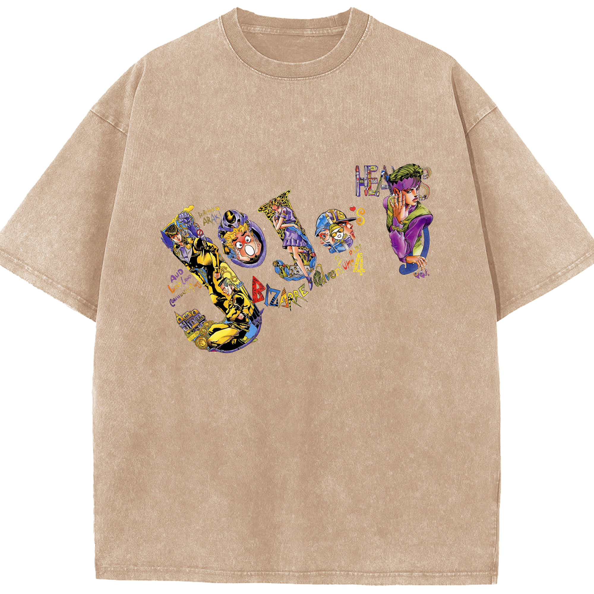 （画像用） ジョジョの奇妙な冒険 JoJo's Bizarre Adventure 綿100% ヴィンテージ風 半袖Tシャツ（フロントプリント）