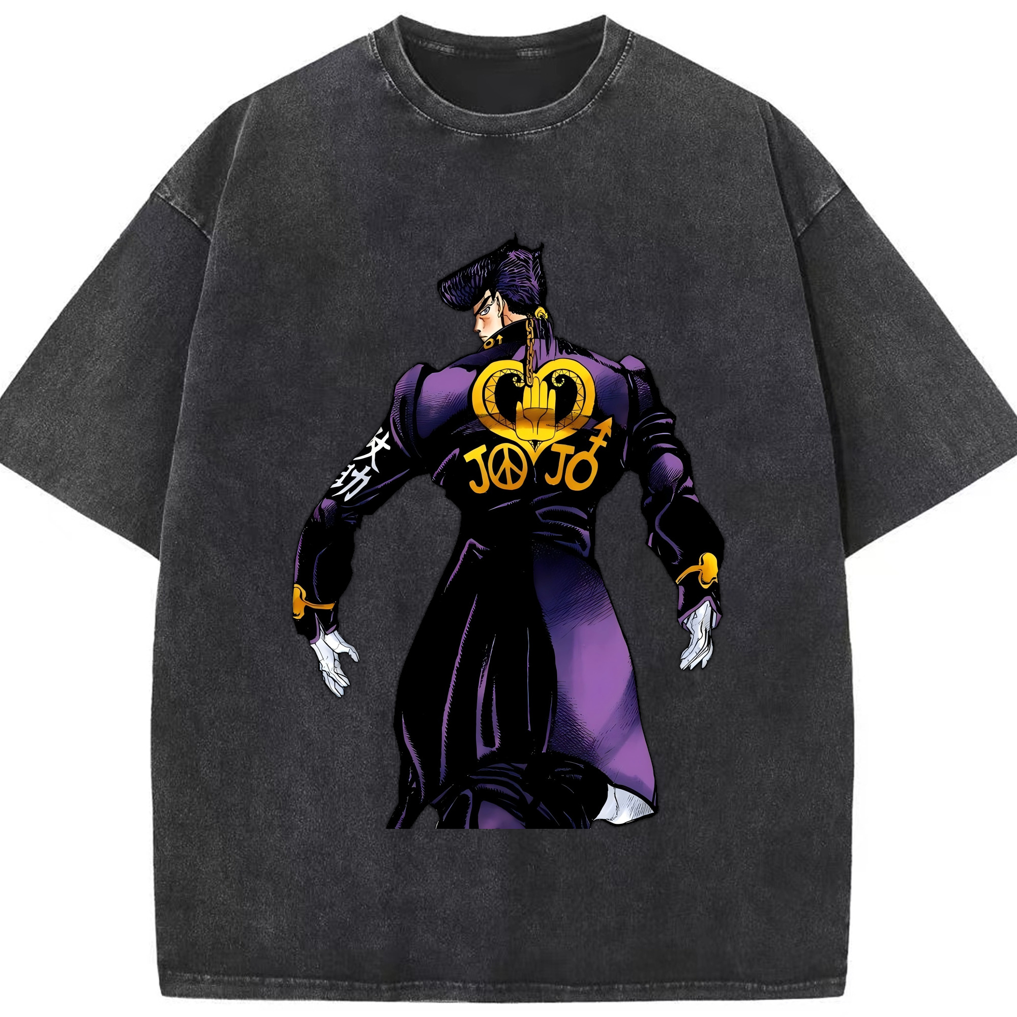（画像用） ジョジョの奇妙な冒険 ひがしかた じょうすけ JoJo's Bizarre Adventure Higashikata Josuke 綿100% ヴィンテージ風 半袖Tシャツ（フロントプリント）