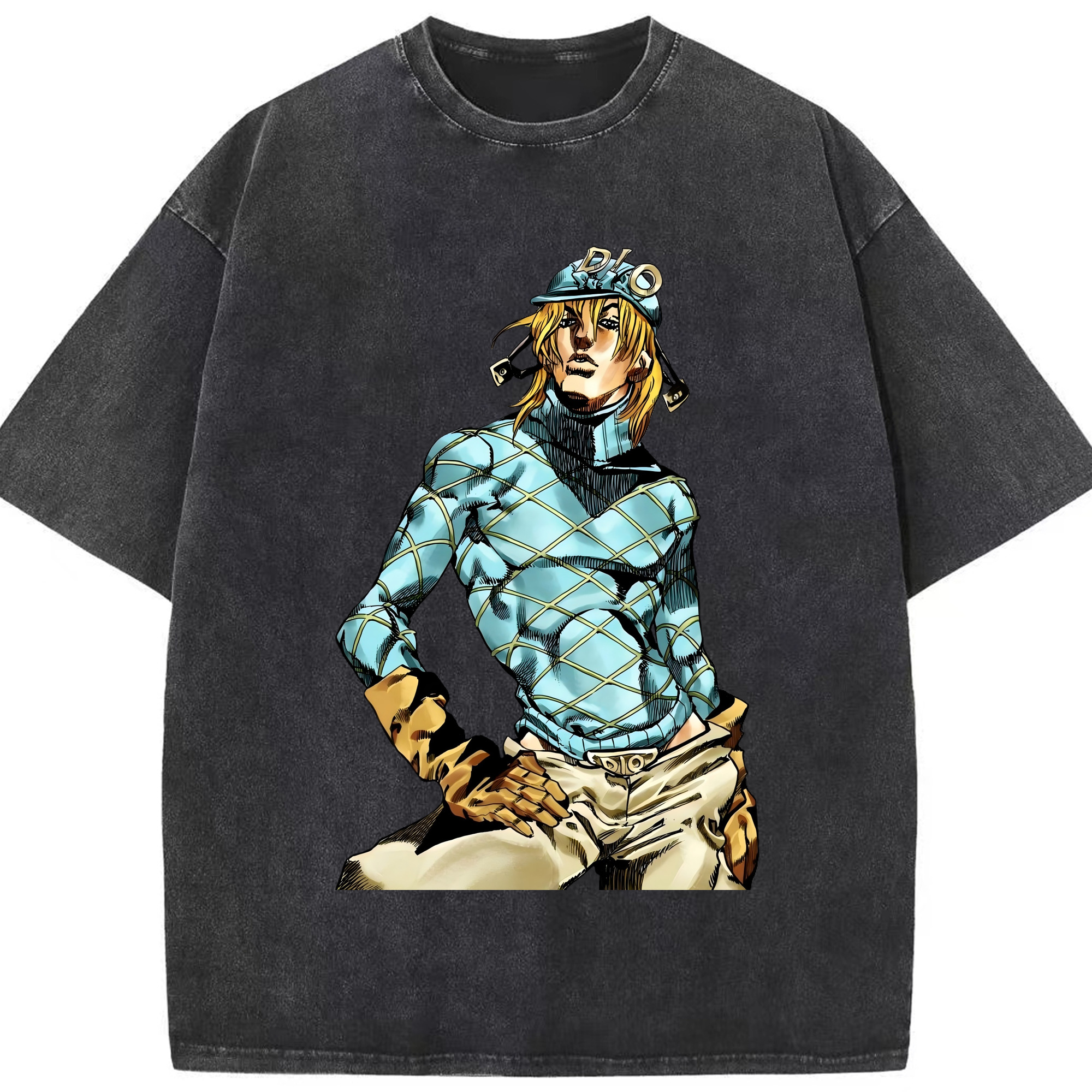 （画像用） ジョジョの奇妙な冒険 ディオ?ブランドー JoJo's Bizarre Adventure Dio Brando 綿100% ヴィンテージ風 半袖Tシャツ（フロントプリント）