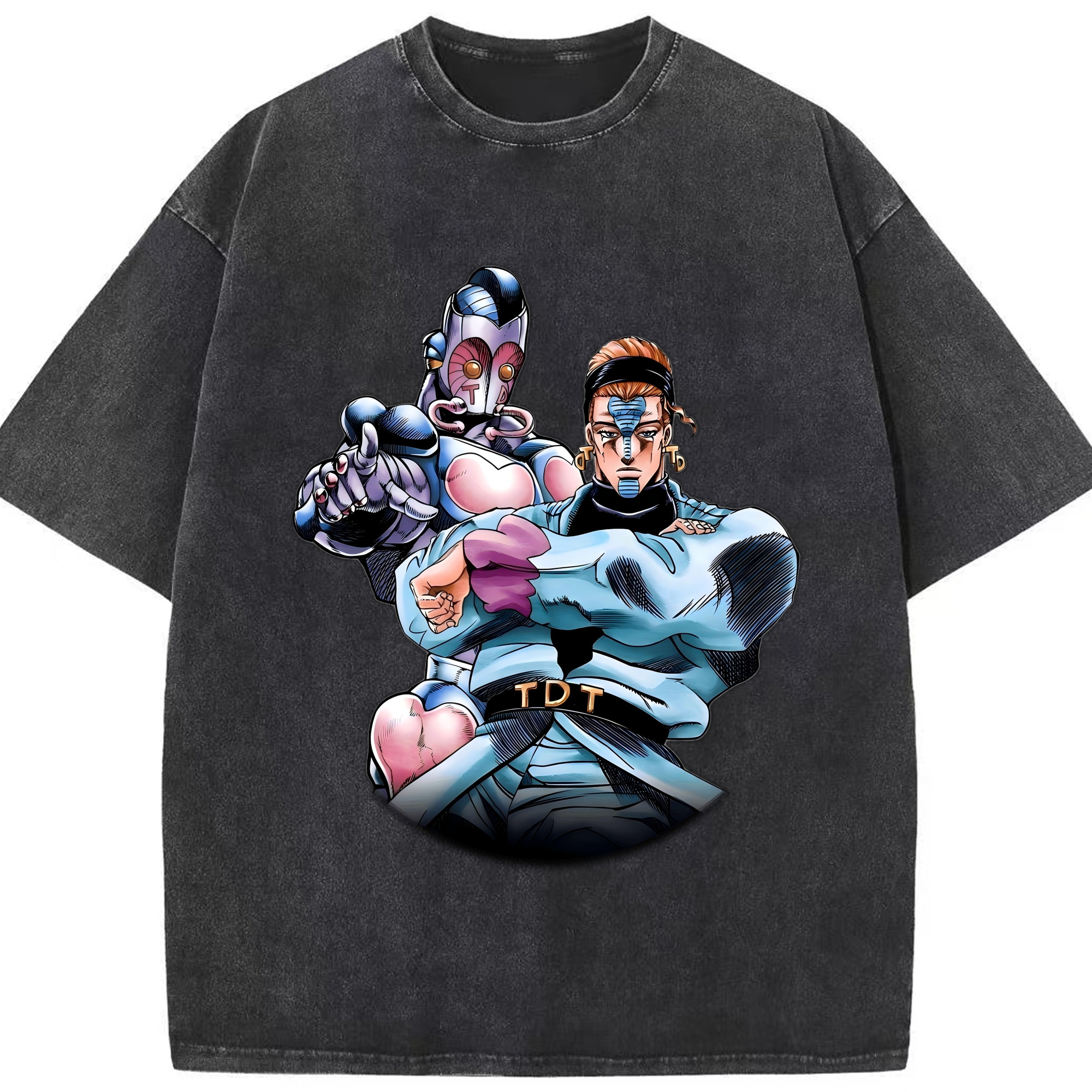 （画像用） ジョジョの奇妙な冒険 ひがしかた じょうすけ JoJo's Bizarre Adventure Higashikata Josuke 綿100% ヴィンテージ風 半袖Tシャツ（フロントプリント）