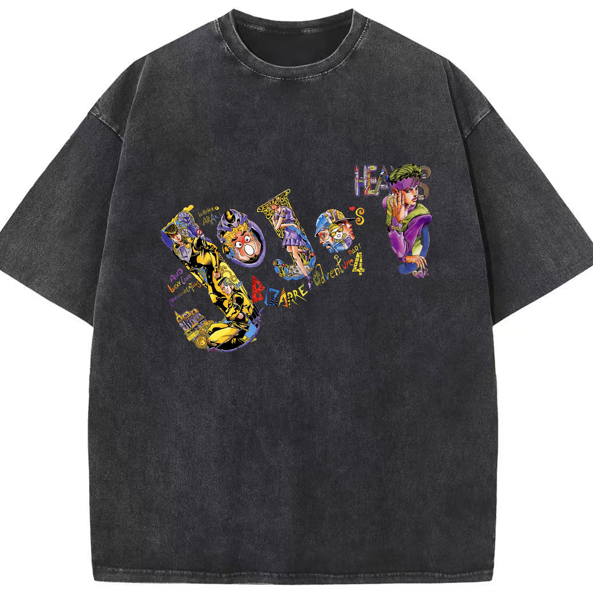 （画像用） ジョジョの奇妙な冒険 JoJo's Bizarre Adventure 綿100% ヴィンテージ風 半袖Tシャツ（フロントプリント）