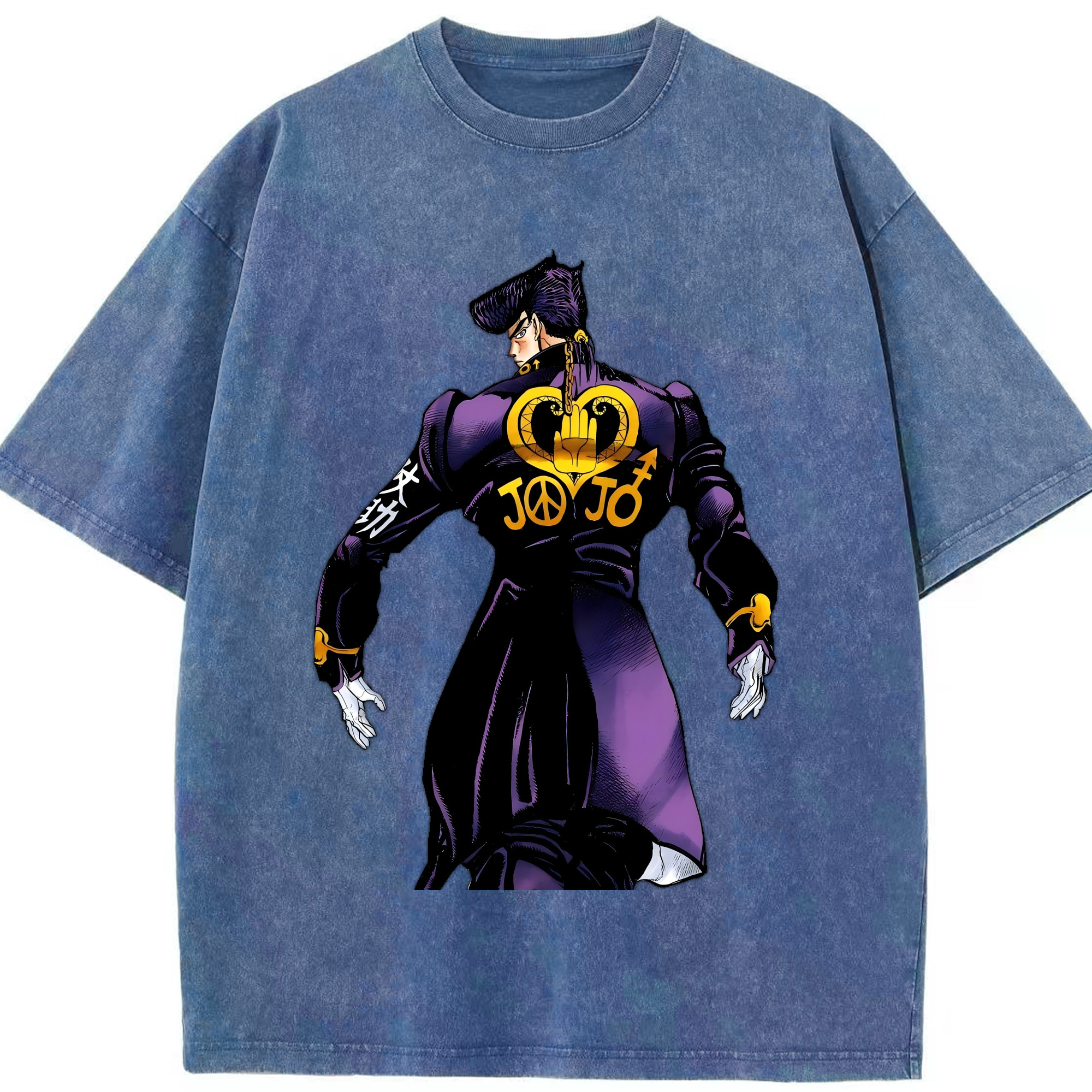 （画像用） ジョジョの奇妙な冒険 ひがしかた じょうすけ JoJo's Bizarre Adventure Higashikata Josuke 綿100% ヴィンテージ風 半袖Tシャツ（フロントプリント）