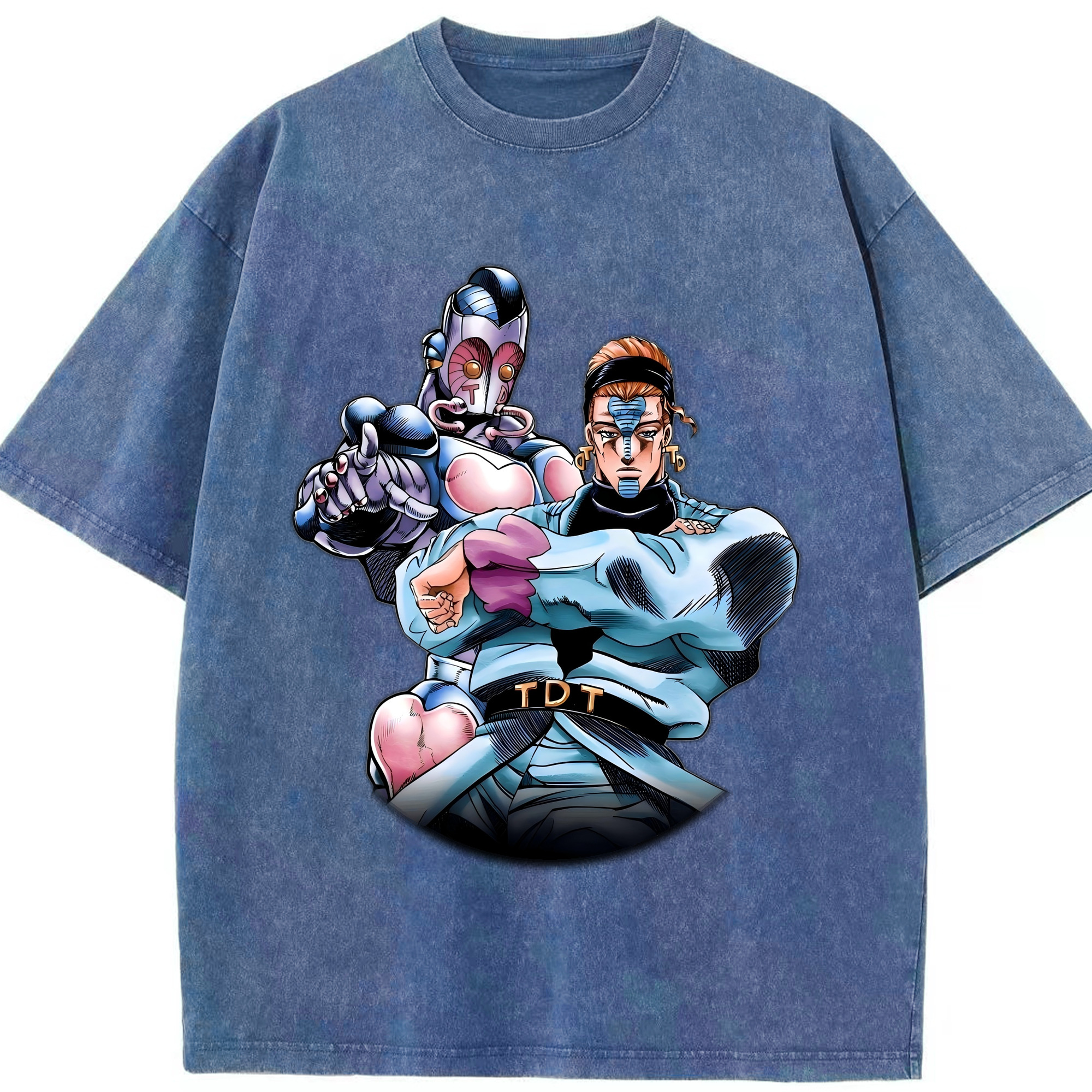 （画像用） ジョジョの奇妙な冒険 ひがしかた じょうすけ JoJo's Bizarre Adventure Higashikata Josuke 綿100% ヴィンテージ風 半袖Tシャツ（フロントプリント）