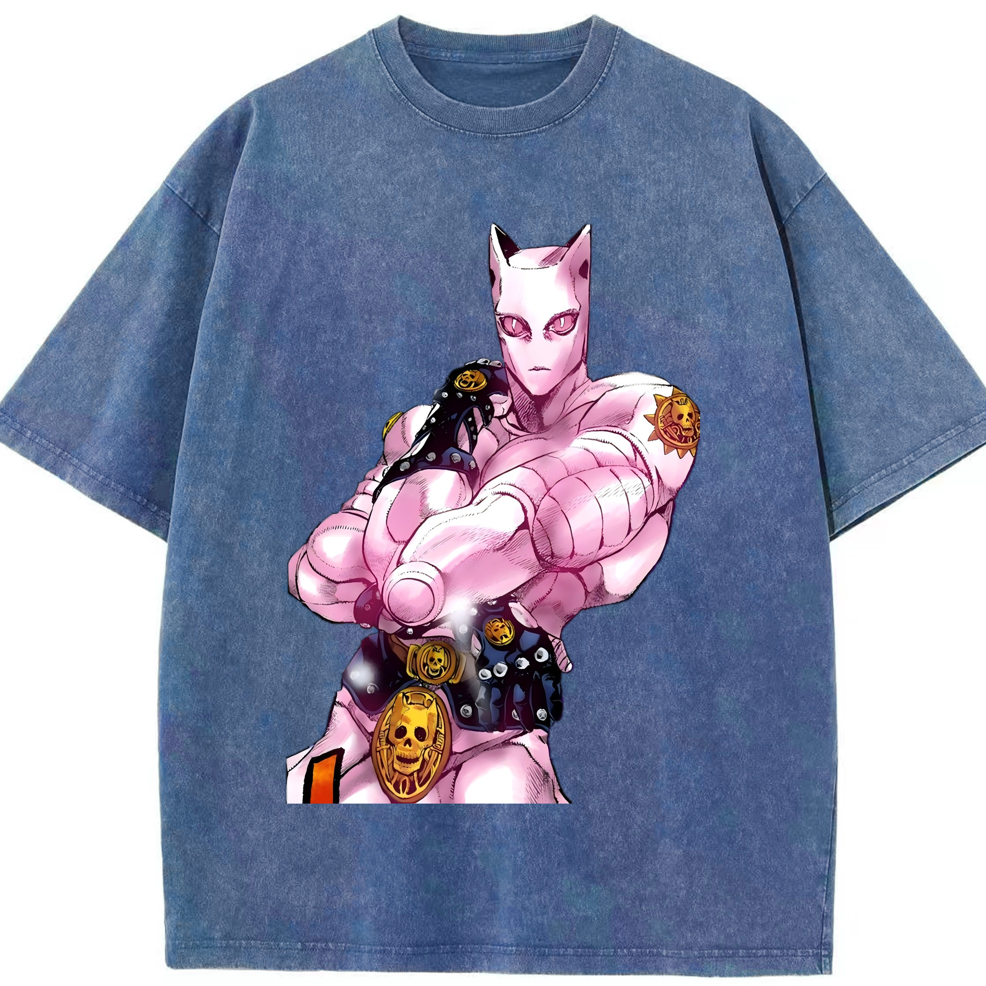 （画像用） ジョジョの奇妙な冒険 きら よしかげ JoJo's Bizarre Adventure Kira Yoshikage 綿100% ヴィンテージ風 半袖Tシャツ（フロントプリント）