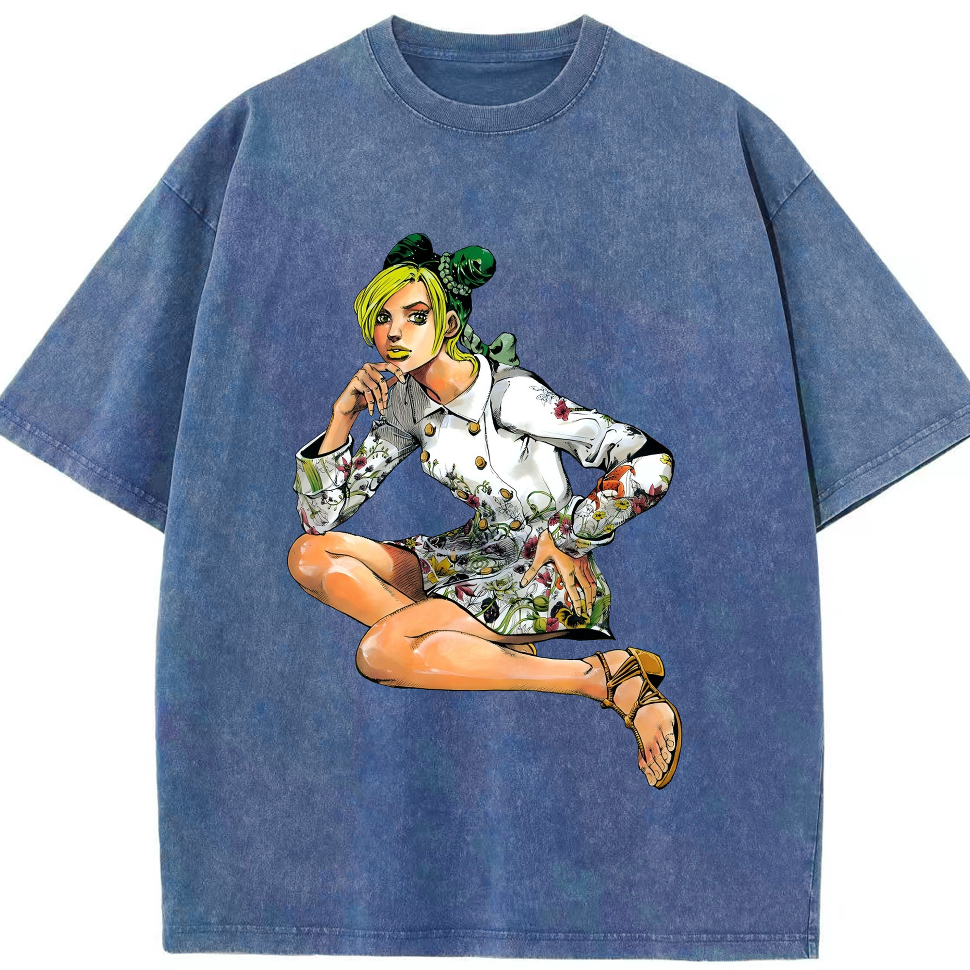 （画像用） "ジョジョの奇妙な冒険 くうじょう ジョリーン JoJo's Bizarre Adventure Jolyne Cujoh " 綿100% ヴィンテージ風 半袖Tシャツ（フロントプリント）
