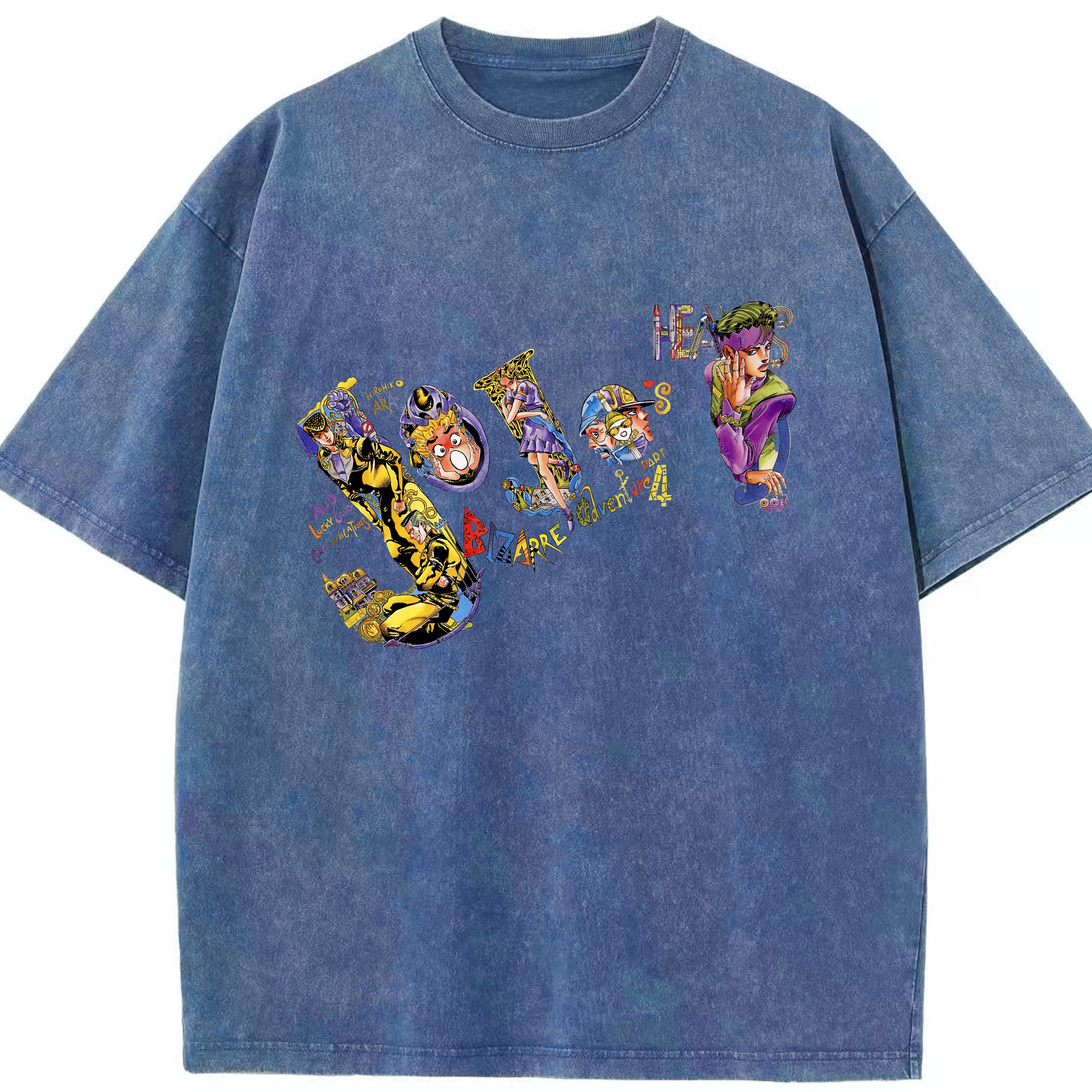 （画像用） ジョジョの奇妙な冒険 JoJo's Bizarre Adventure 綿100% ヴィンテージ風 半袖Tシャツ（フロントプリント）