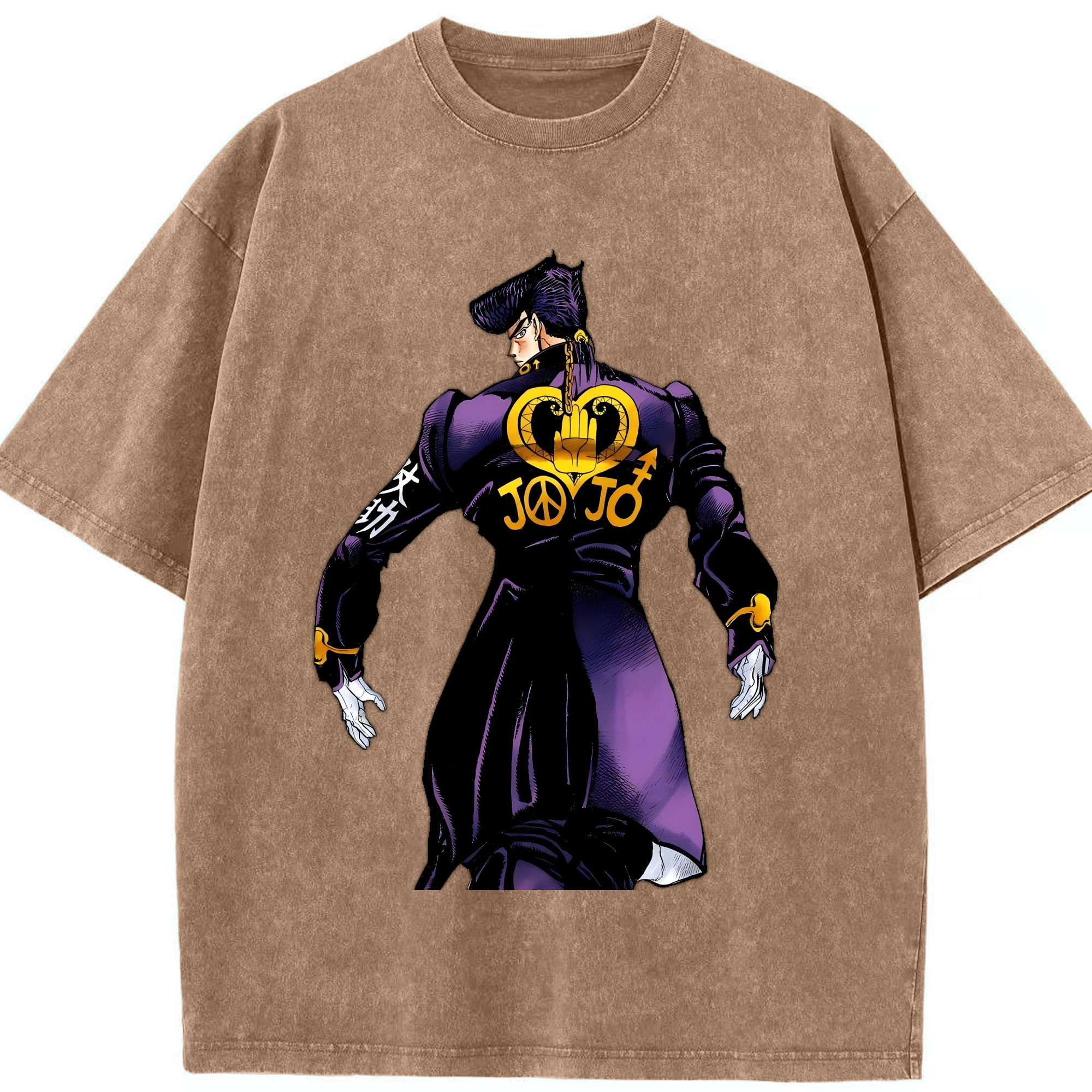 （画像用） ジョジョの奇妙な冒険 ひがしかた じょうすけ JoJo's Bizarre Adventure Higashikata Josuke 綿100% ヴィンテージ風 半袖Tシャツ（フロントプリント）
