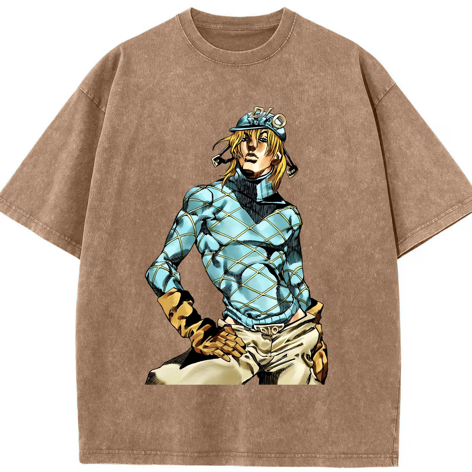 （画像用） ジョジョの奇妙な冒険 ディオ?ブランドー JoJo's Bizarre Adventure Dio Brando 綿100% ヴィンテージ風 半袖Tシャツ（フロントプリント）