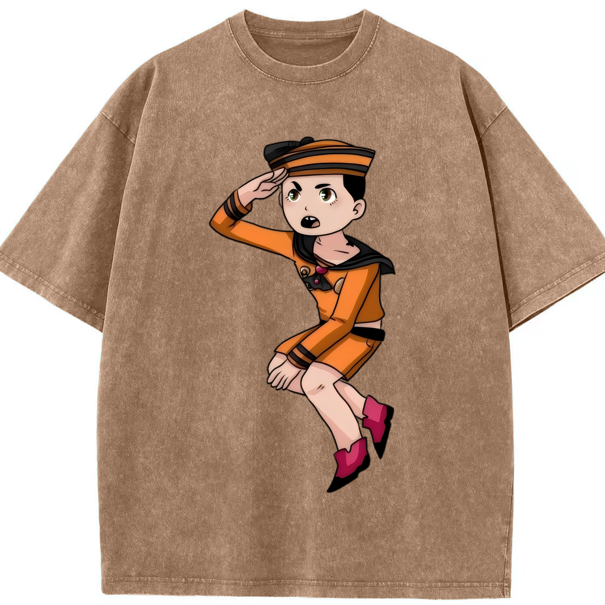 （画像用） ジョジョの奇妙な冒険 東方定助 JoJo's Bizarre Adventure Higashikata Josuke 綿100% ヴィンテージ風 半袖Tシャツ（フロントプリント）