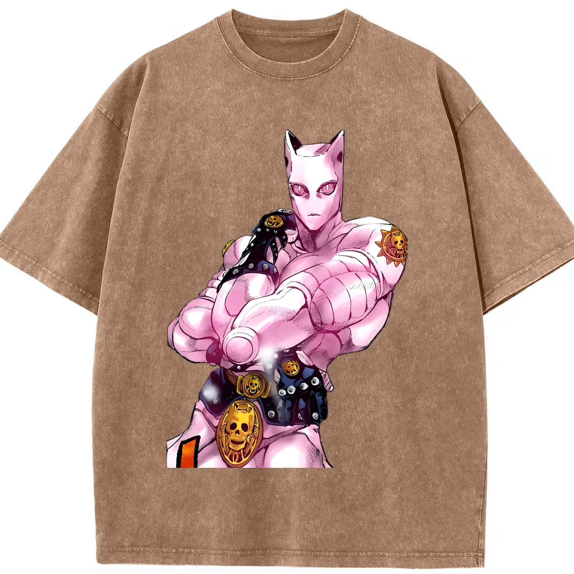 （画像用） ジョジョの奇妙な冒険 きら よしかげ JoJo's Bizarre Adventure Kira Yoshikage 綿100% ヴィンテージ風 半袖Tシャツ（フロントプリント）