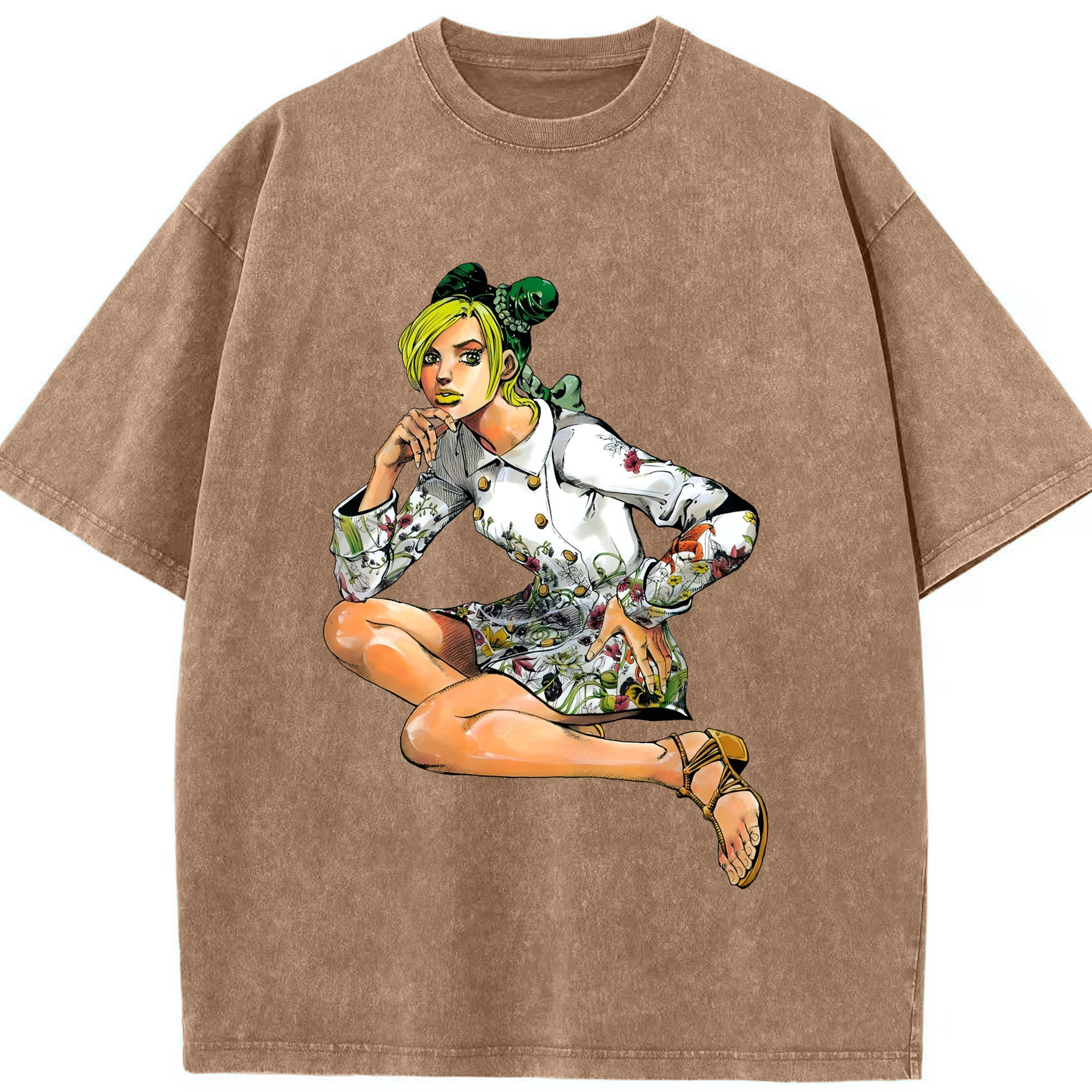 （画像用） "ジョジョの奇妙な冒険 くうじょう ジョリーン JoJo's Bizarre Adventure Jolyne Cujoh " 綿100% ヴィンテージ風 半袖Tシャツ（フロントプリント）