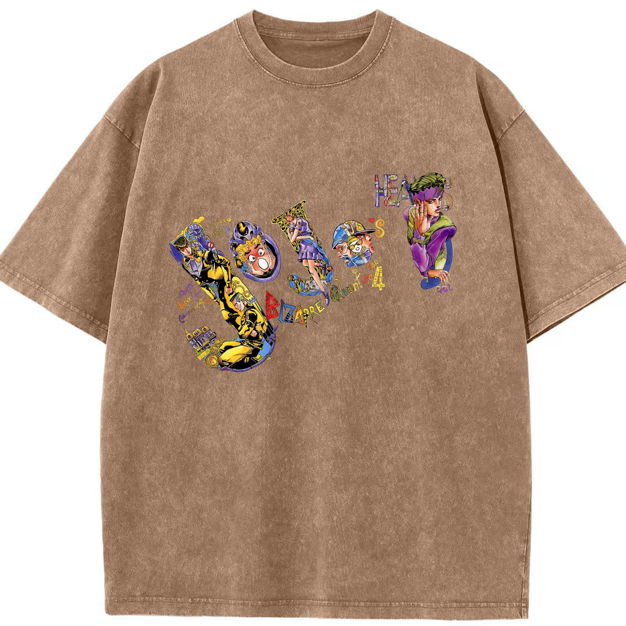 （画像用） ジョジョの奇妙な冒険 JoJo's Bizarre Adventure 綿100% ヴィンテージ風 半袖Tシャツ（フロントプリント）