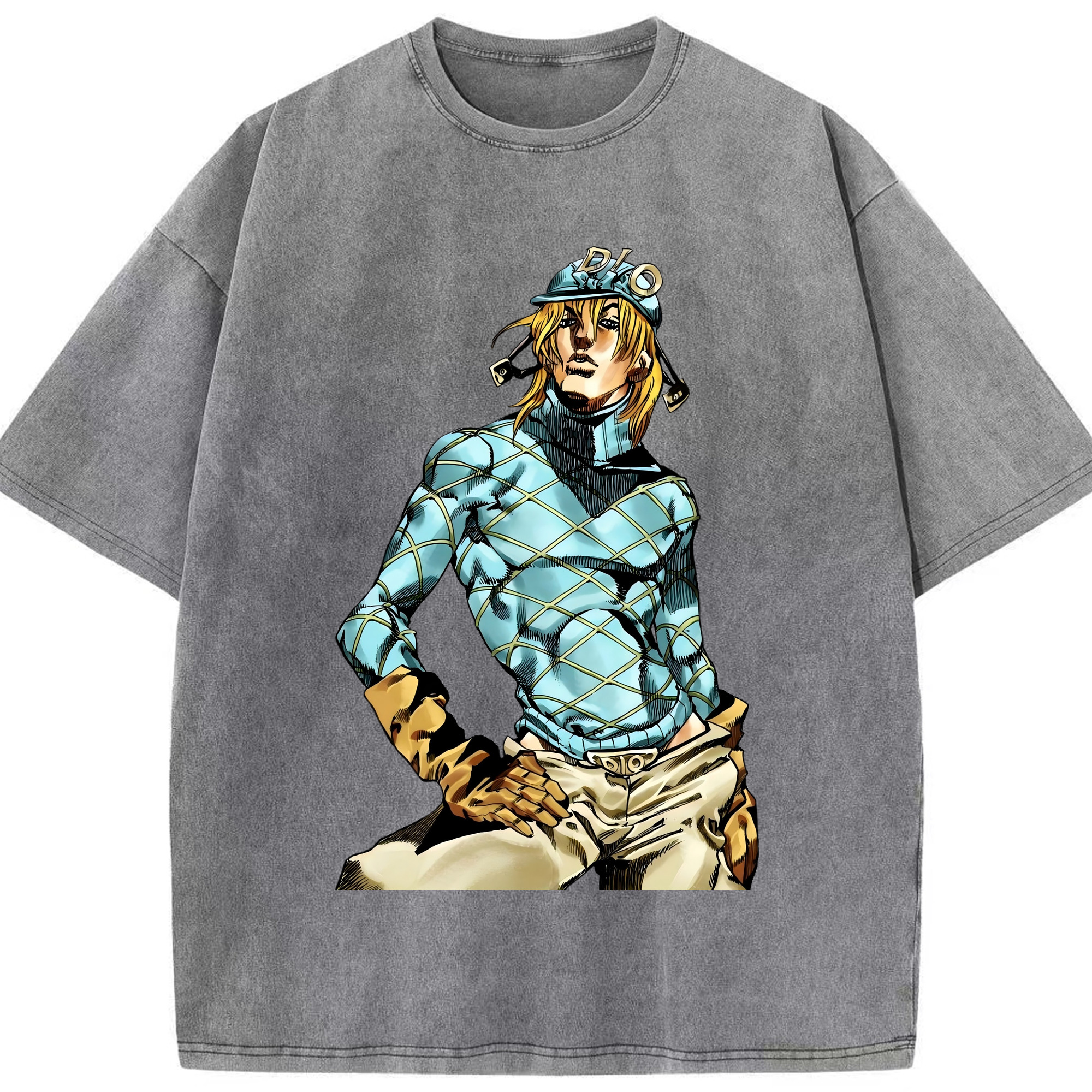 （画像用） ジョジョの奇妙な冒険 ディオ?ブランドー JoJo's Bizarre Adventure Dio Brando 綿100% ヴィンテージ風 半袖Tシャツ（フロントプリント）