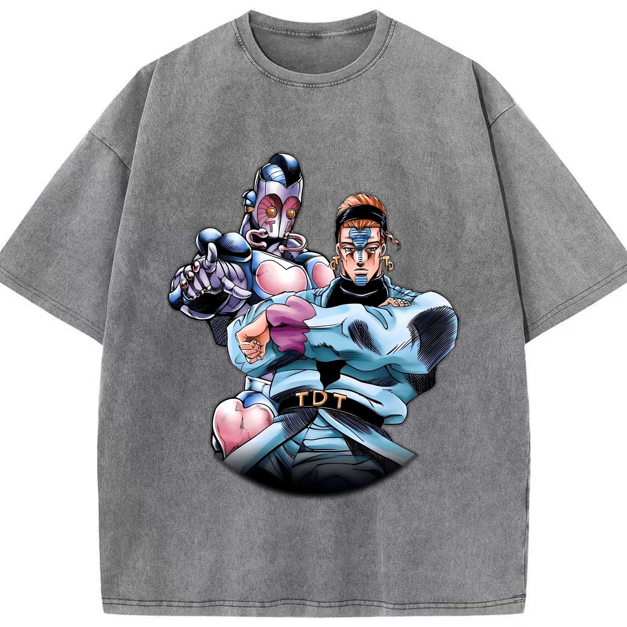 （画像用） ジョジョの奇妙な冒険 ひがしかた じょうすけ JoJo's Bizarre Adventure Higashikata Josuke 綿100% ヴィンテージ風 半袖Tシャツ（フロントプリント）