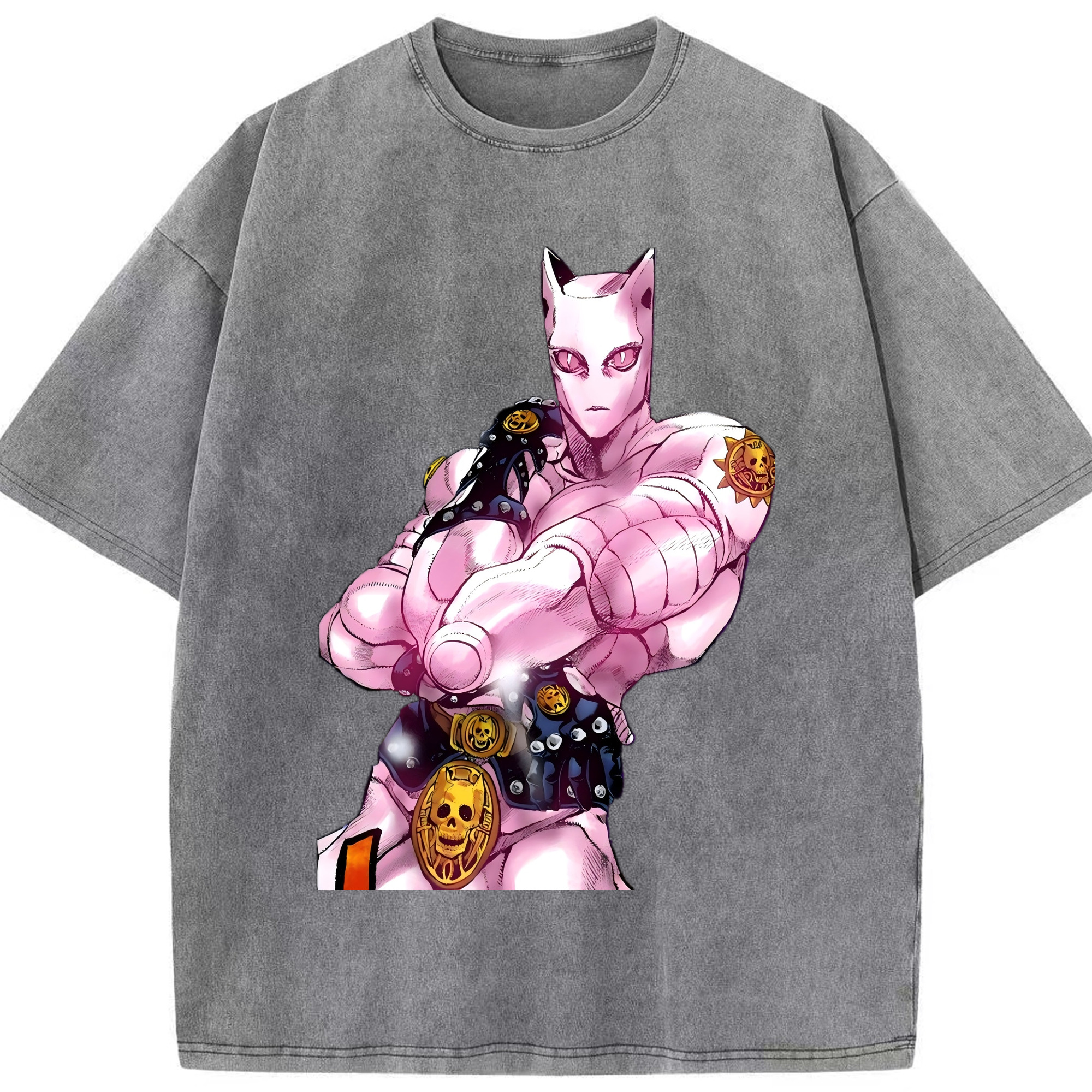 （画像用） ジョジョの奇妙な冒険 きら よしかげ JoJo's Bizarre Adventure Kira Yoshikage 綿100% ヴィンテージ風 半袖Tシャツ（フロントプリント）