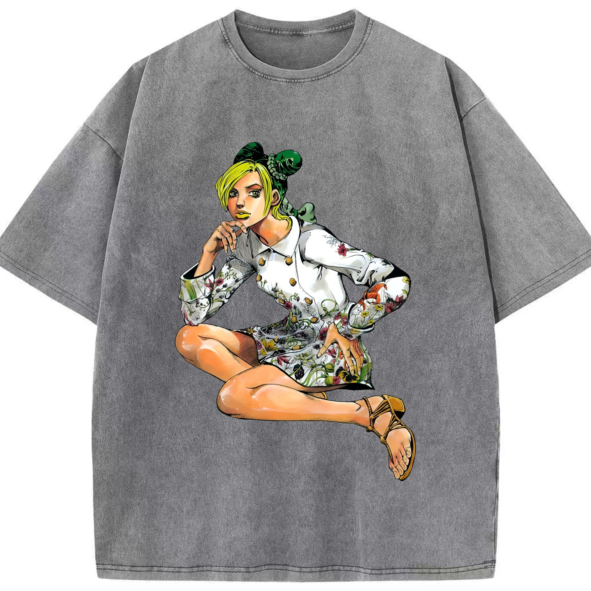 （画像用） "ジョジョの奇妙な冒険 くうじょう ジョリーン JoJo's Bizarre Adventure Jolyne Cujoh " 綿100% ヴィンテージ風 半袖Tシャツ（フロントプリント）