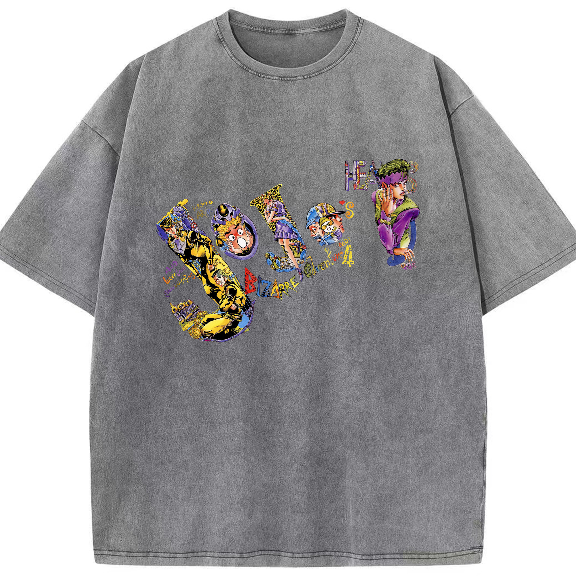 （画像用） ジョジョの奇妙な冒険 JoJo's Bizarre Adventure 綿100% ヴィンテージ風 半袖Tシャツ（フロントプリント）