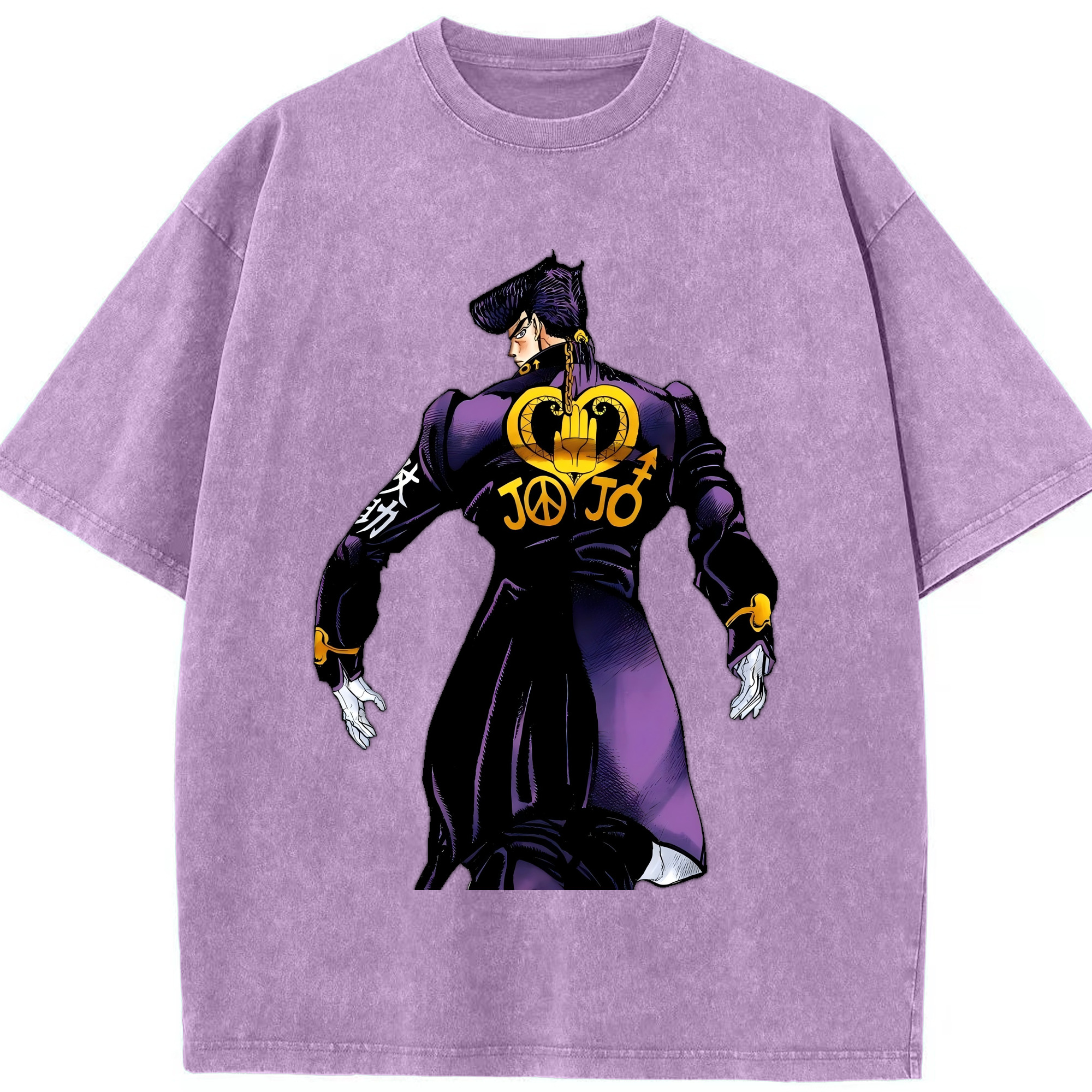 （画像用） ジョジョの奇妙な冒険 ひがしかた じょうすけ JoJo's Bizarre Adventure Higashikata Josuke 綿100% ヴィンテージ風 半袖Tシャツ（フロントプリント）