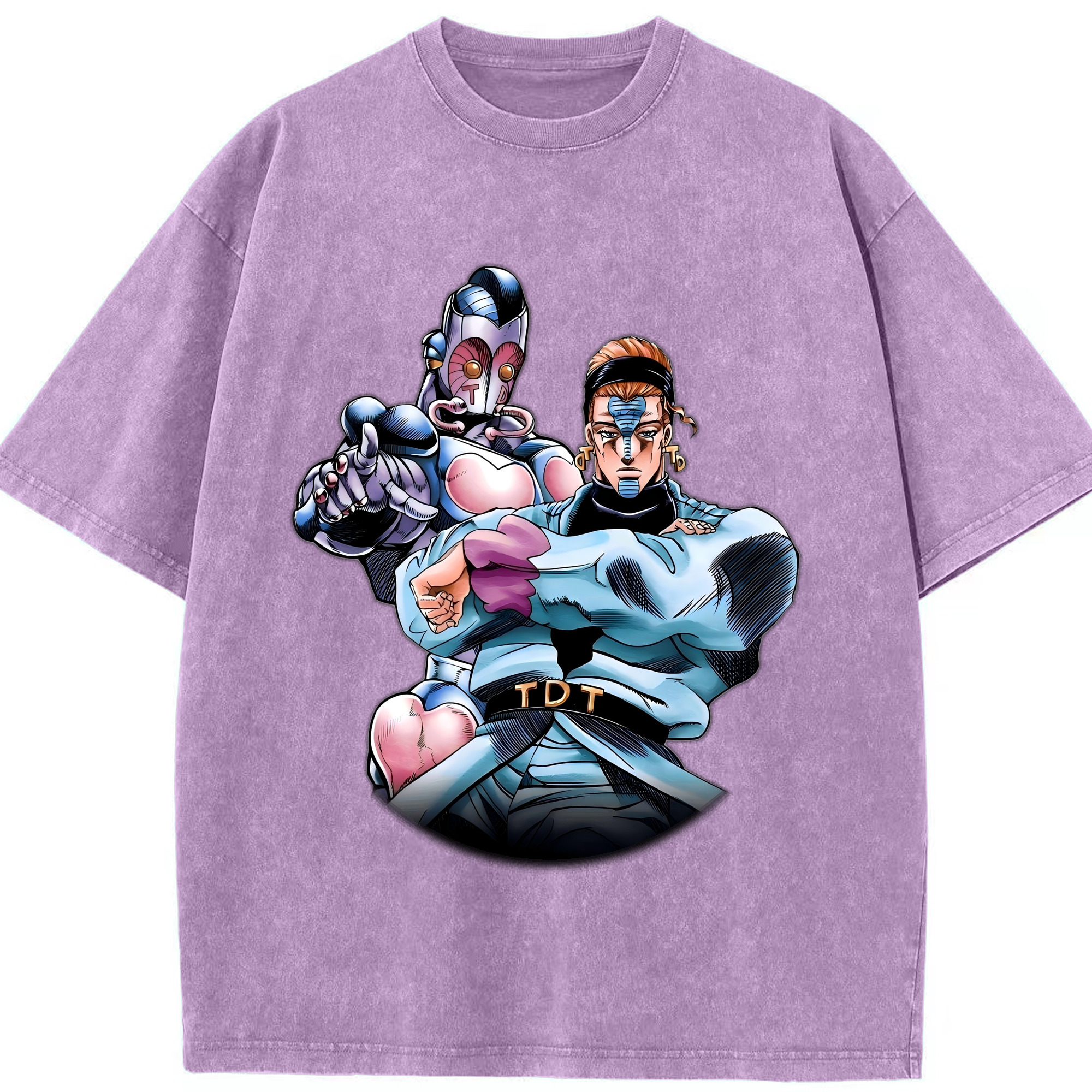 （画像用） ジョジョの奇妙な冒険 ひがしかた じょうすけ JoJo's Bizarre Adventure Higashikata Josuke 綿100% ヴィンテージ風 半袖Tシャツ（フロントプリント）