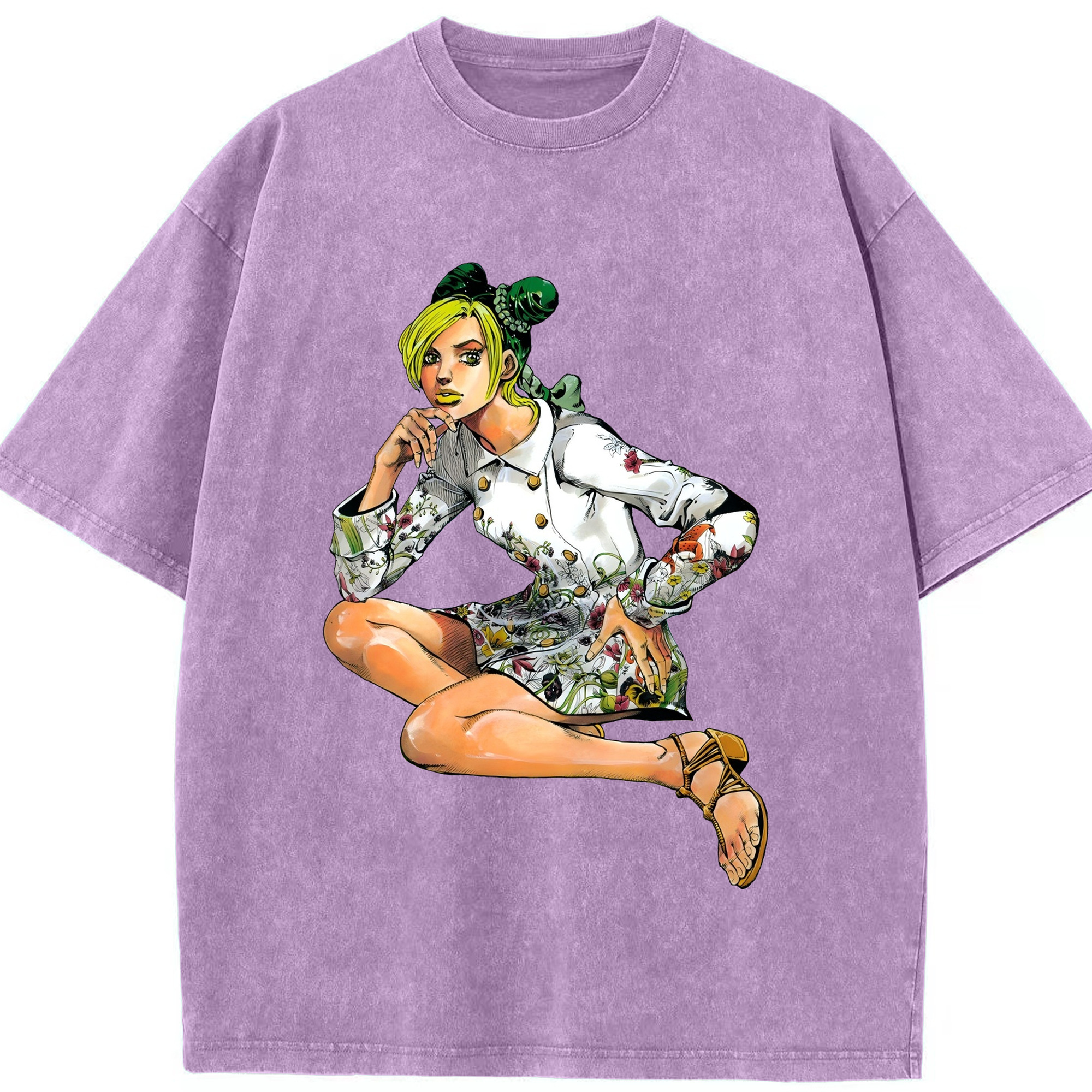 （画像用） "ジョジョの奇妙な冒険 くうじょう ジョリーン JoJo's Bizarre Adventure Jolyne Cujoh " 綿100% ヴィンテージ風 半袖Tシャツ（フロントプリント）