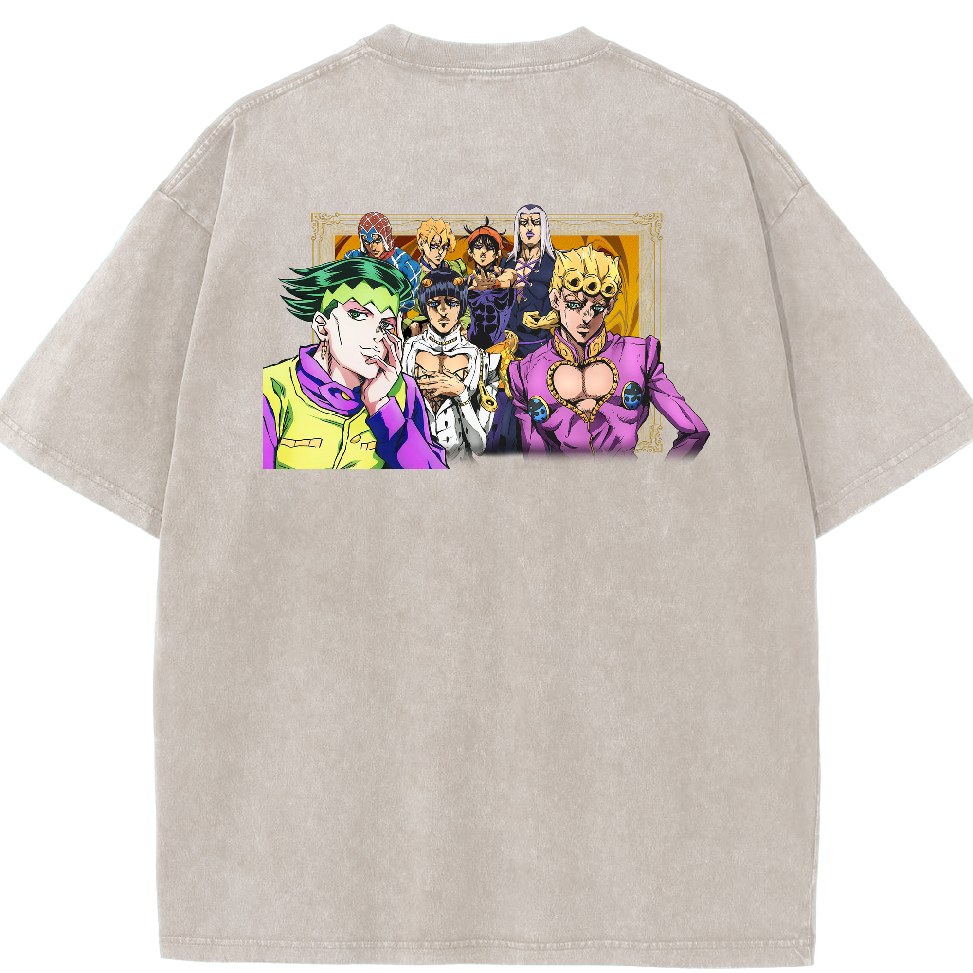 （画像用） ジョジョの奇妙な冒険 ジョルノ?ジョバァーナ JoJo's Bizarre Adventure Giorno Giovanna 綿100% ヴィンテージ風 半袖Tシャツ（背面プリント）
