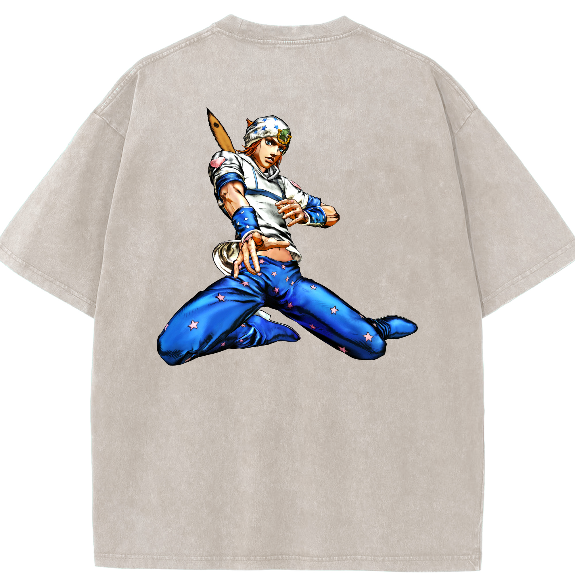 （画像用） ジョジョの奇妙な冒険 ジョナサン?ジョースター JoJo's Bizarre Adventure Jonathan Joestar 綿100% ヴィンテージ風 半袖Tシャツ（背面プリント）