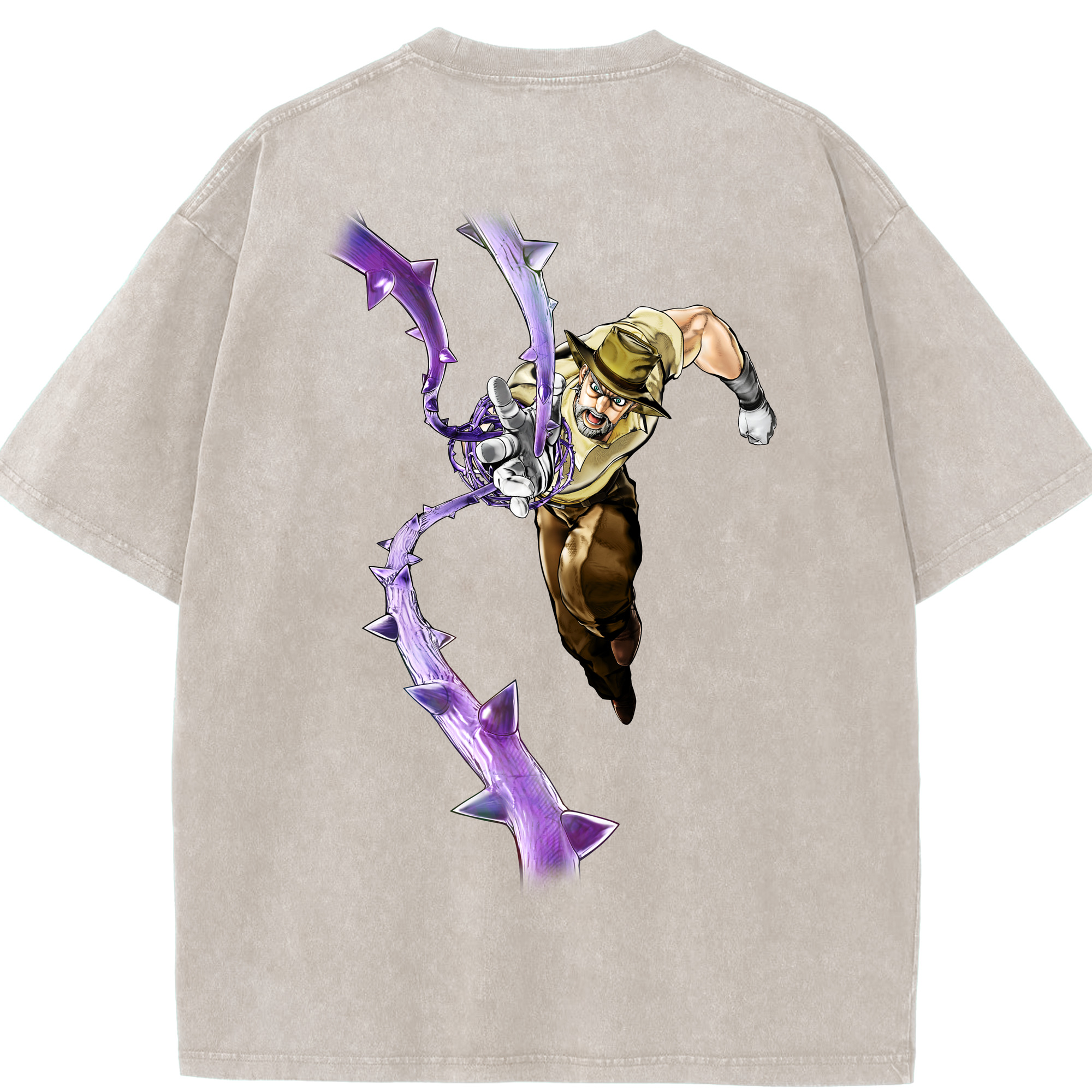（画像用） ジョジョの奇妙な冒険 ジョセフ?ジョースター JoJo's Bizarre Adventure Joseph Joestar 綿100% ヴィンテージ風 半袖Tシャツ（背面プリント）
