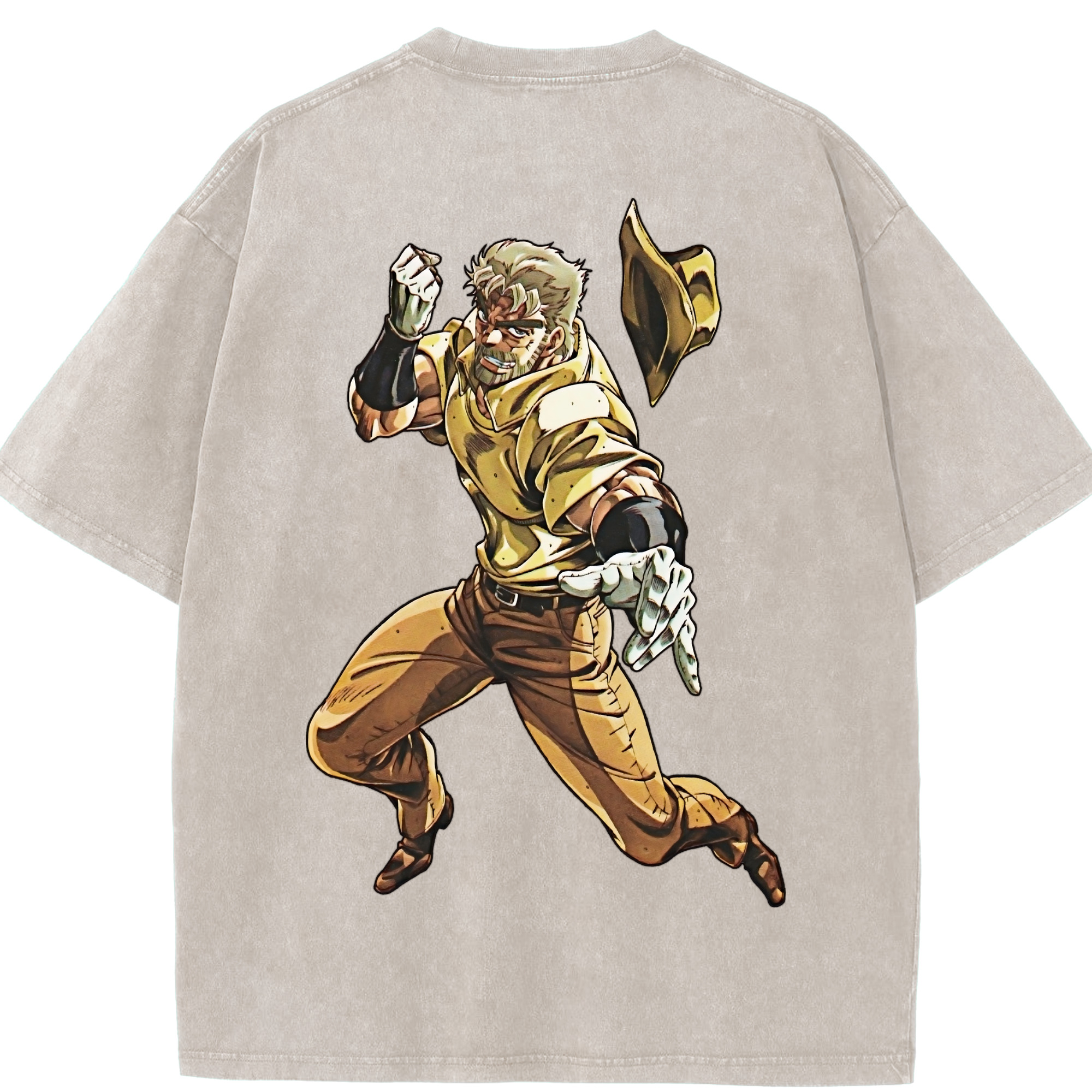 （画像用） ジョジョの奇妙な冒険 ジョセフ?ジョースター JoJo's Bizarre Adventure Joseph Joestar 綿100% ヴィンテージ風 半袖Tシャツ（背面プリント）