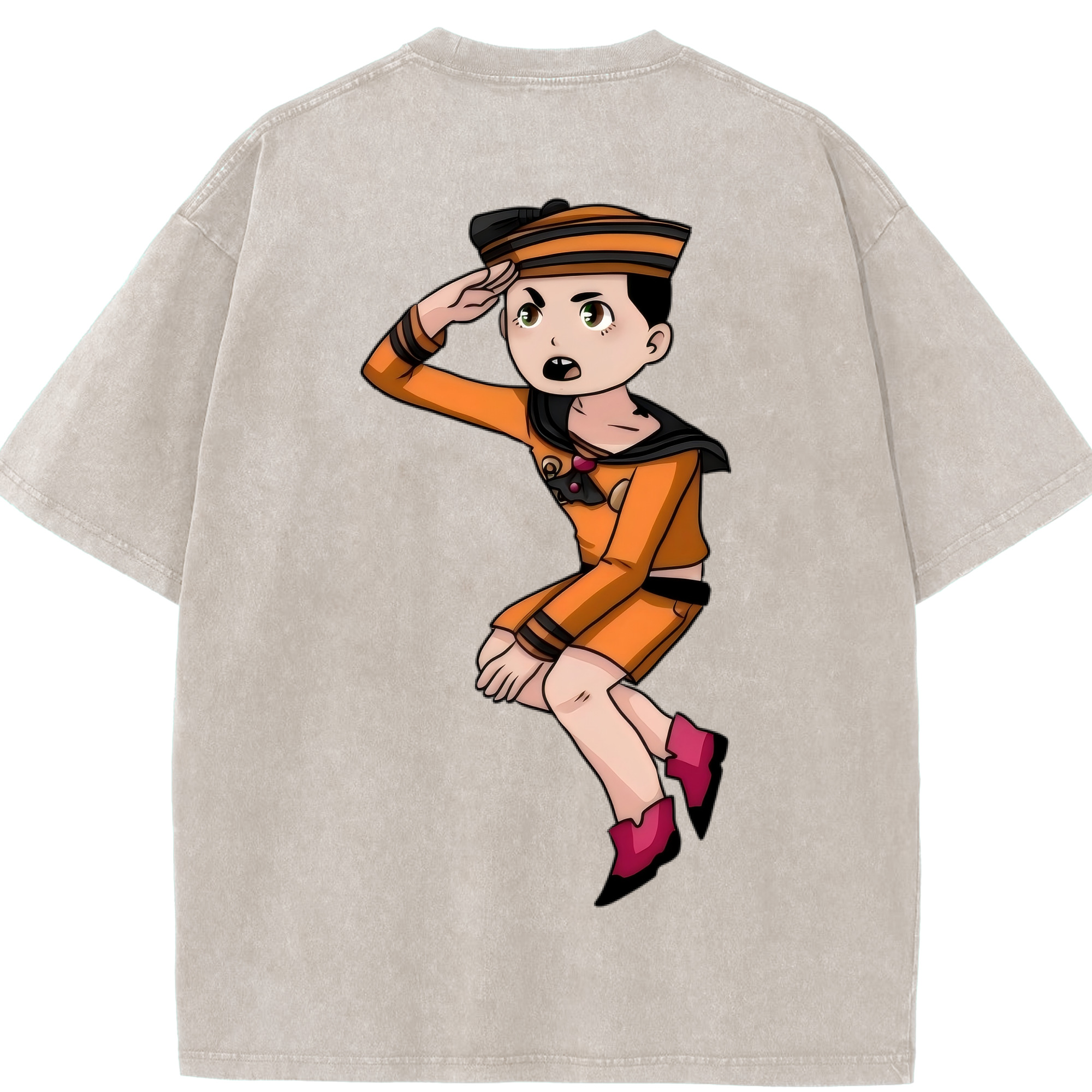 （画像用） ジョジョの奇妙な冒険 東方定助 JoJo's Bizarre Adventure Higashikata Josuke 綿100% ヴィンテージ風 半袖Tシャツ（背面プリント）