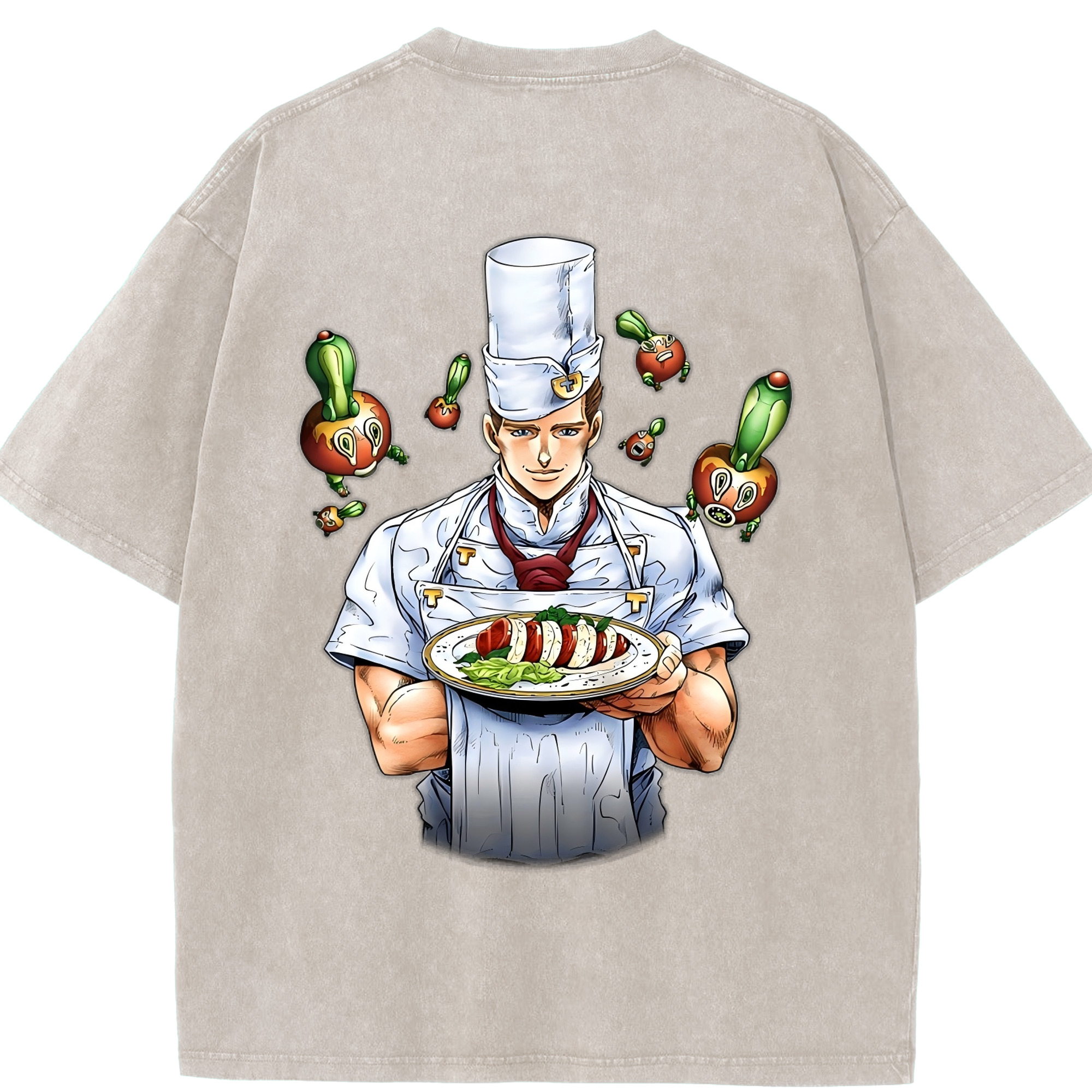 （画像用） ジョジョの奇妙な冒険 Tonio Trussardi JoJo's Bizarre Adventure トニオ?トラッサルディ 綿100% ヴィンテージ風 半袖Tシャツ（背面プリント）