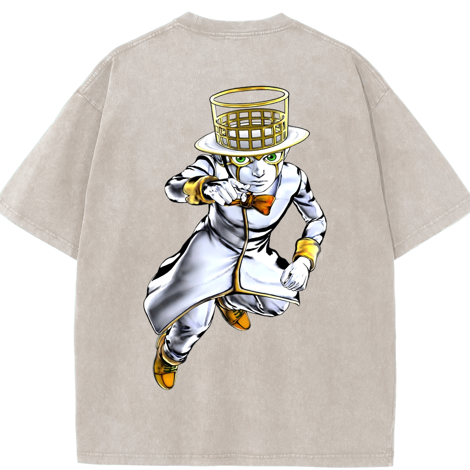 （画像用） ジョジョの奇妙な冒険 岸辺 露伴（きしべ ろはん） JoJo's Bizarre Adventure Rohan Kishibe 綿100% ヴィンテージ風 半袖Tシャツ（背面プリント）