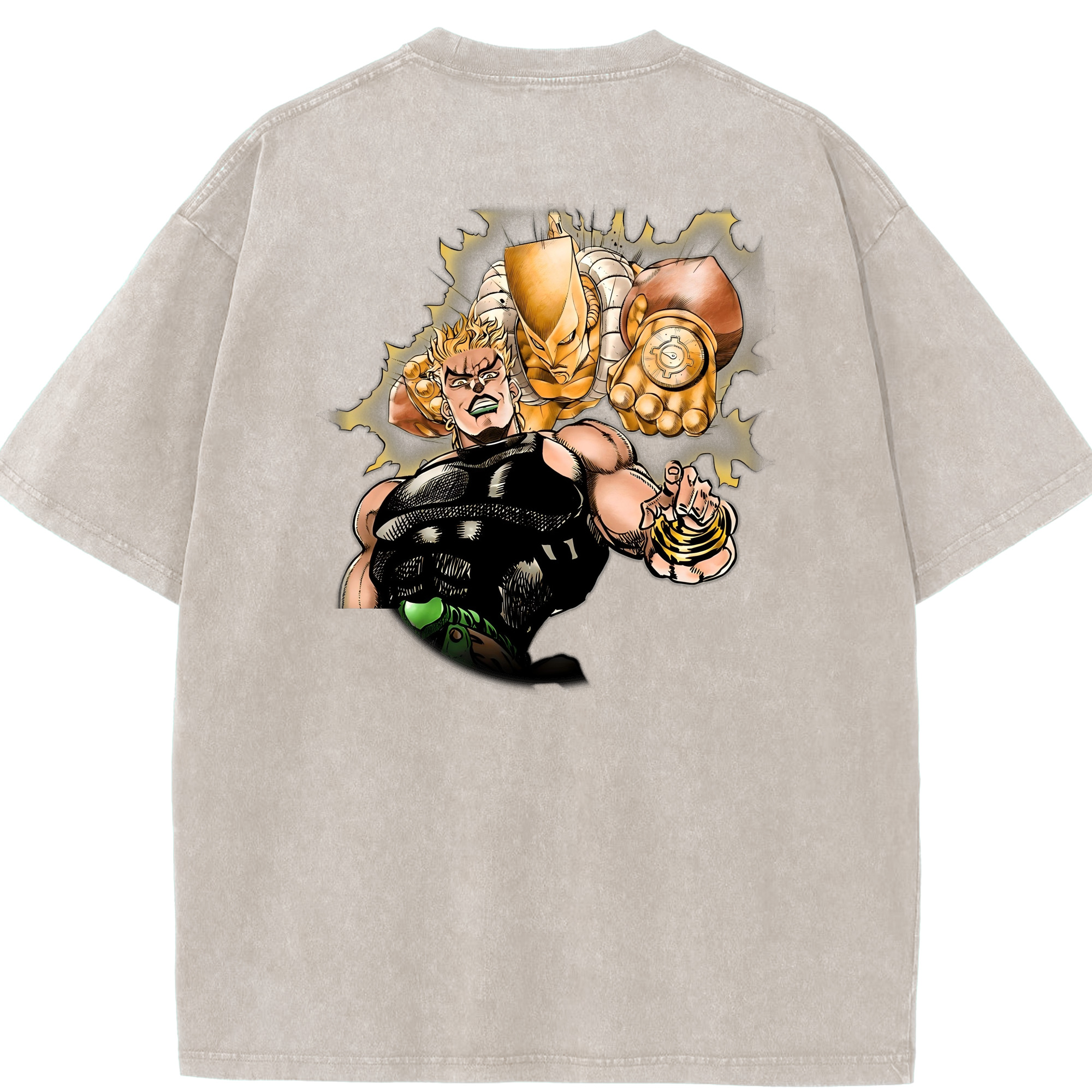 （画像用） ジョジョの奇妙な冒険 ディオ?ブランドー JoJo's Bizarre Adventure Dio Brando 綿100% ヴィンテージ風 半袖Tシャツ（背面プリント）