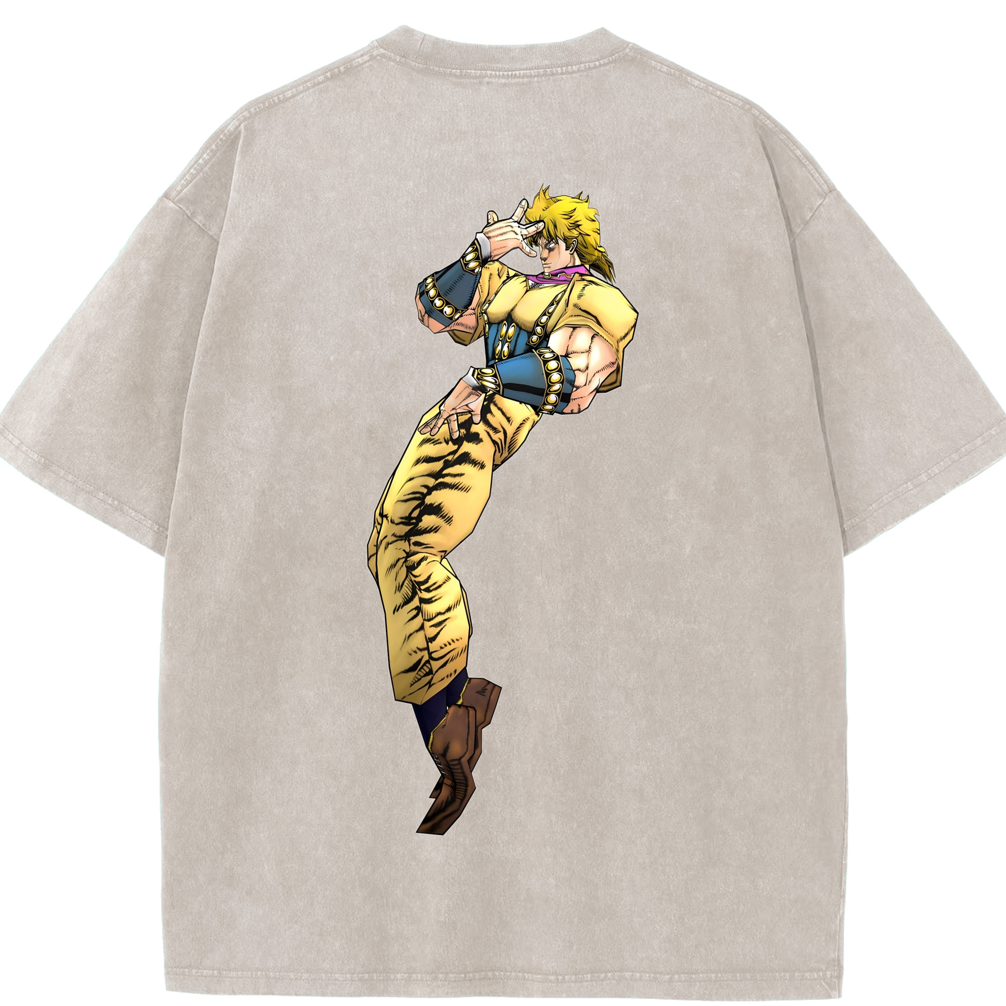 （画像用） ジョジョの奇妙な冒険 ディオ?ブランドー JoJo's Bizarre Adventure Dio Brando 綿100% ヴィンテージ風 半袖Tシャツ（背面プリント）