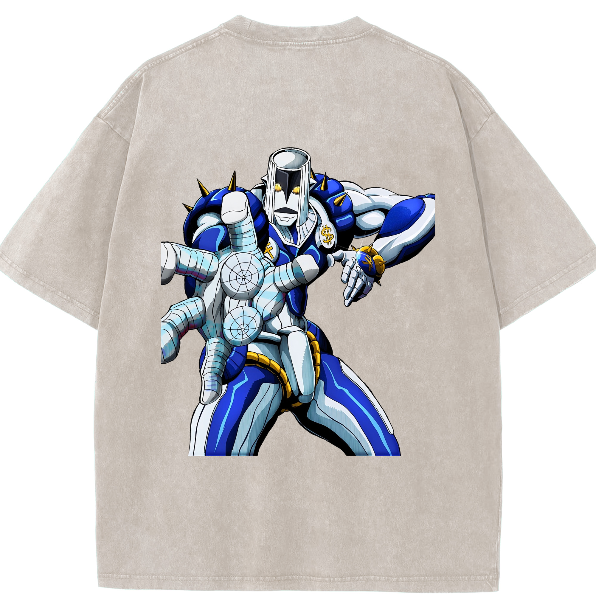 （画像用） ジョジョの奇妙な冒険 虹村億泰 にじむら おくやす JoJo's Bizarre Adventure Nijimura Okuyasu 綿100% ヴィンテージ風 半袖Tシャツ（背面プリント）