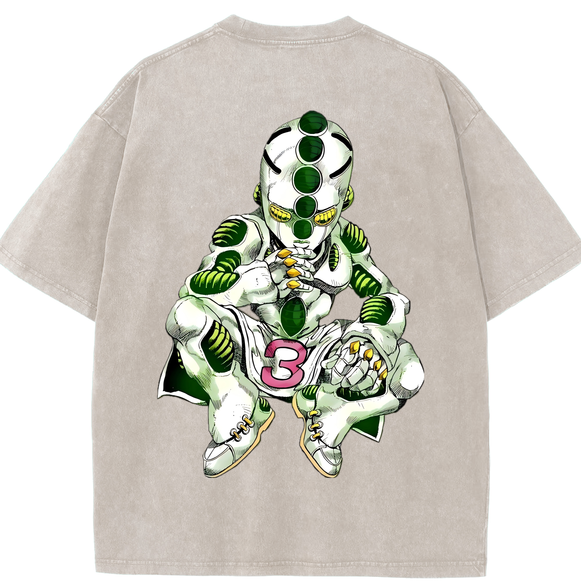 （画像用） ジョジョの奇妙な冒険 広瀨康一 JoJo's Bizarre Adventure Hirose Koichi 綿100% ヴィンテージ風 半袖Tシャツ（背面プリント）