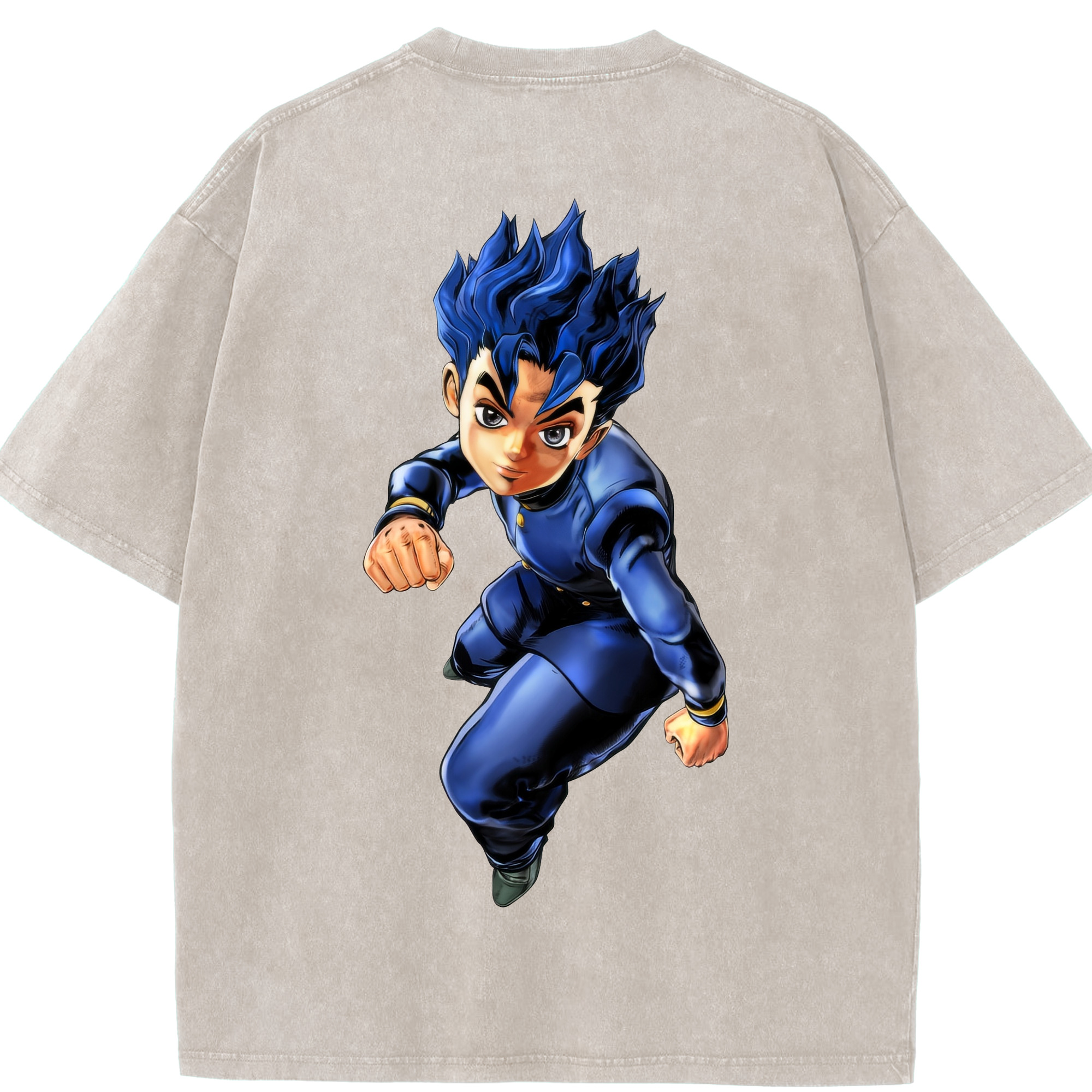 （画像用） ジョジョの奇妙な冒険 広瀨康一 JoJo's Bizarre Adventure Hirose Koichi 綿100% ヴィンテージ風 半袖Tシャツ（背面プリント）
