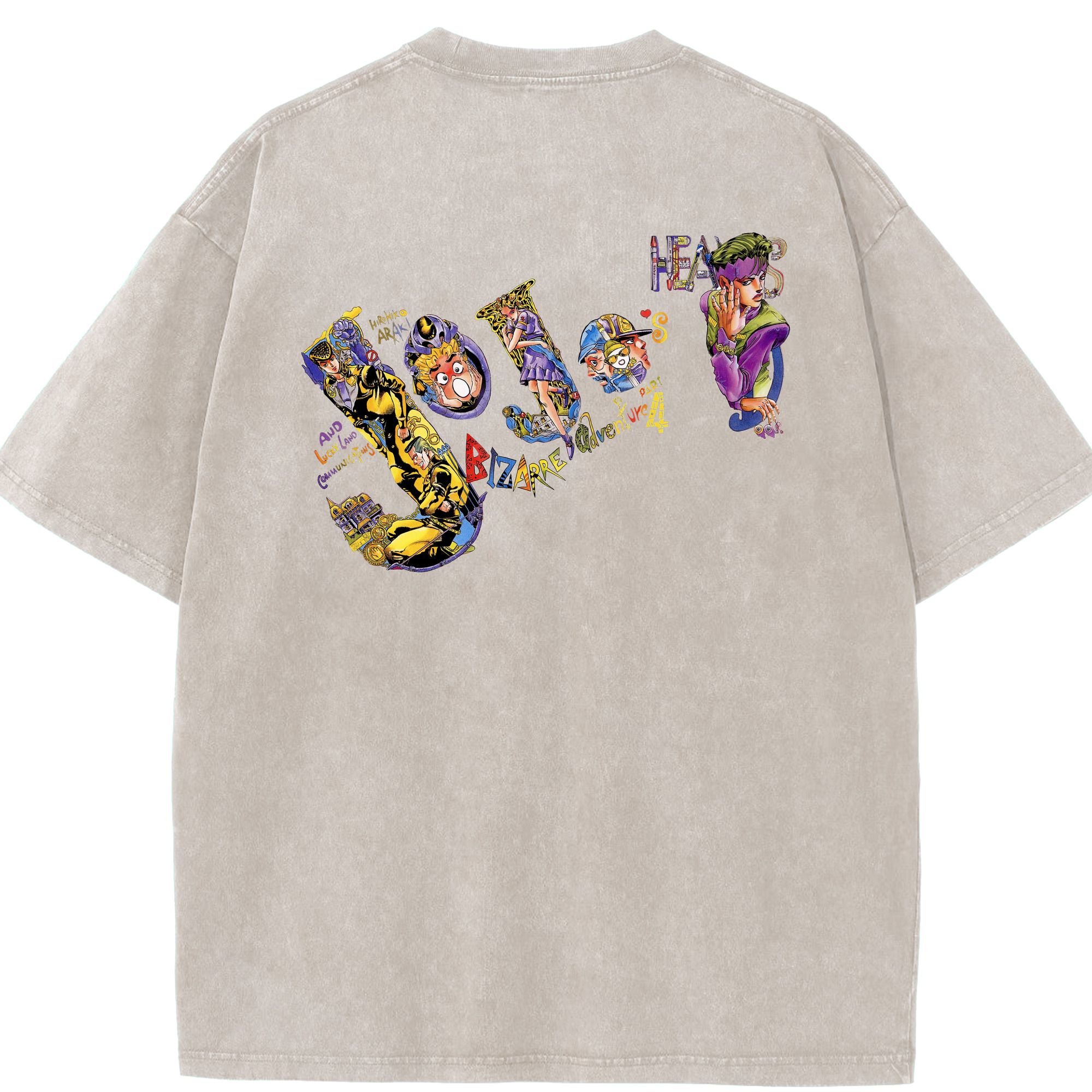 （画像用） ジョジョの奇妙な冒険 JoJo's Bizarre Adventure 綿100% ヴィンテージ風 半袖Tシャツ（背面プリント）