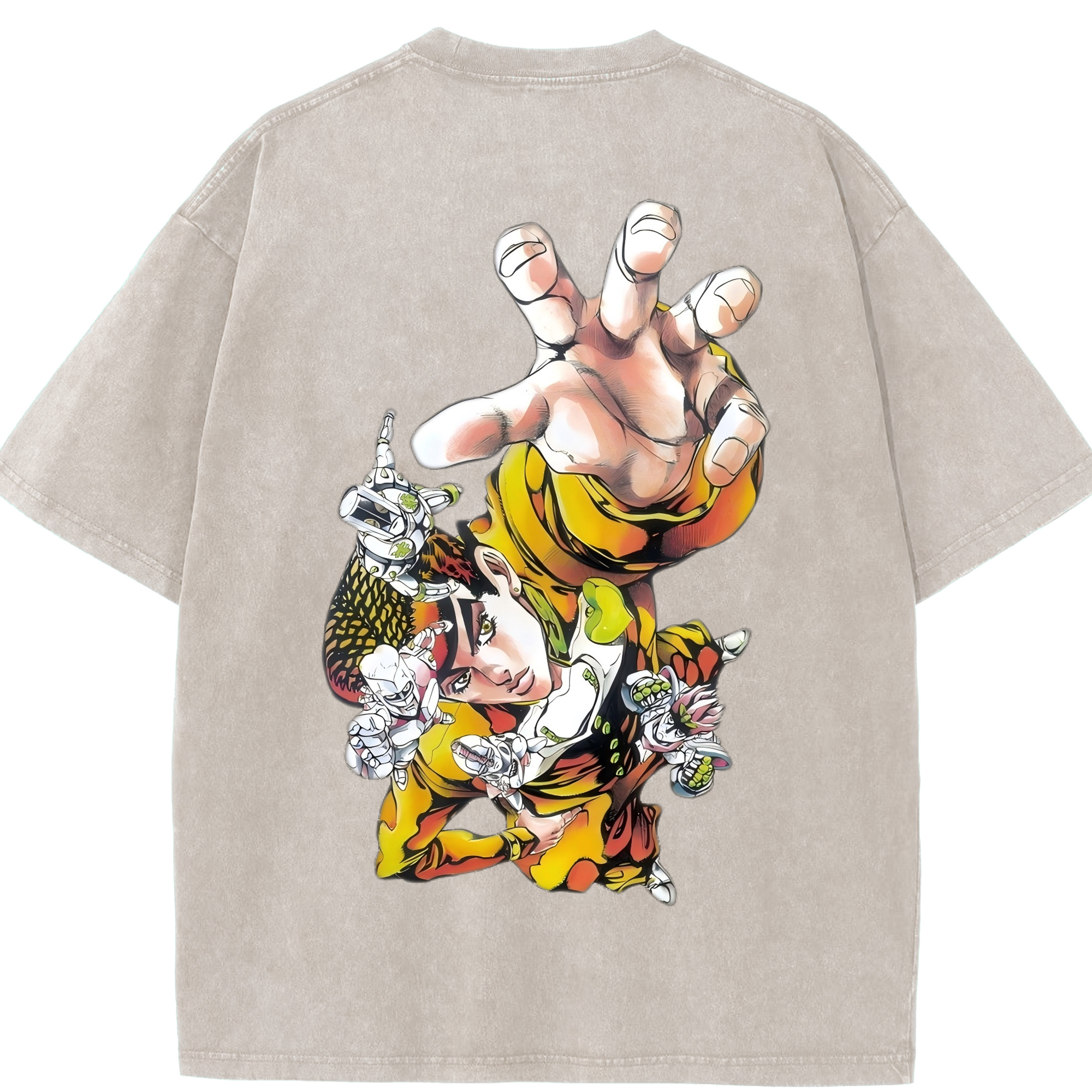 （画像用） ジョジョの奇妙な冒険 ひがしかた じょうすけ JoJo's Bizarre Adventure Higashikata Josuke 綿100% ヴィンテージ風 半袖Tシャツ（背面プリント）