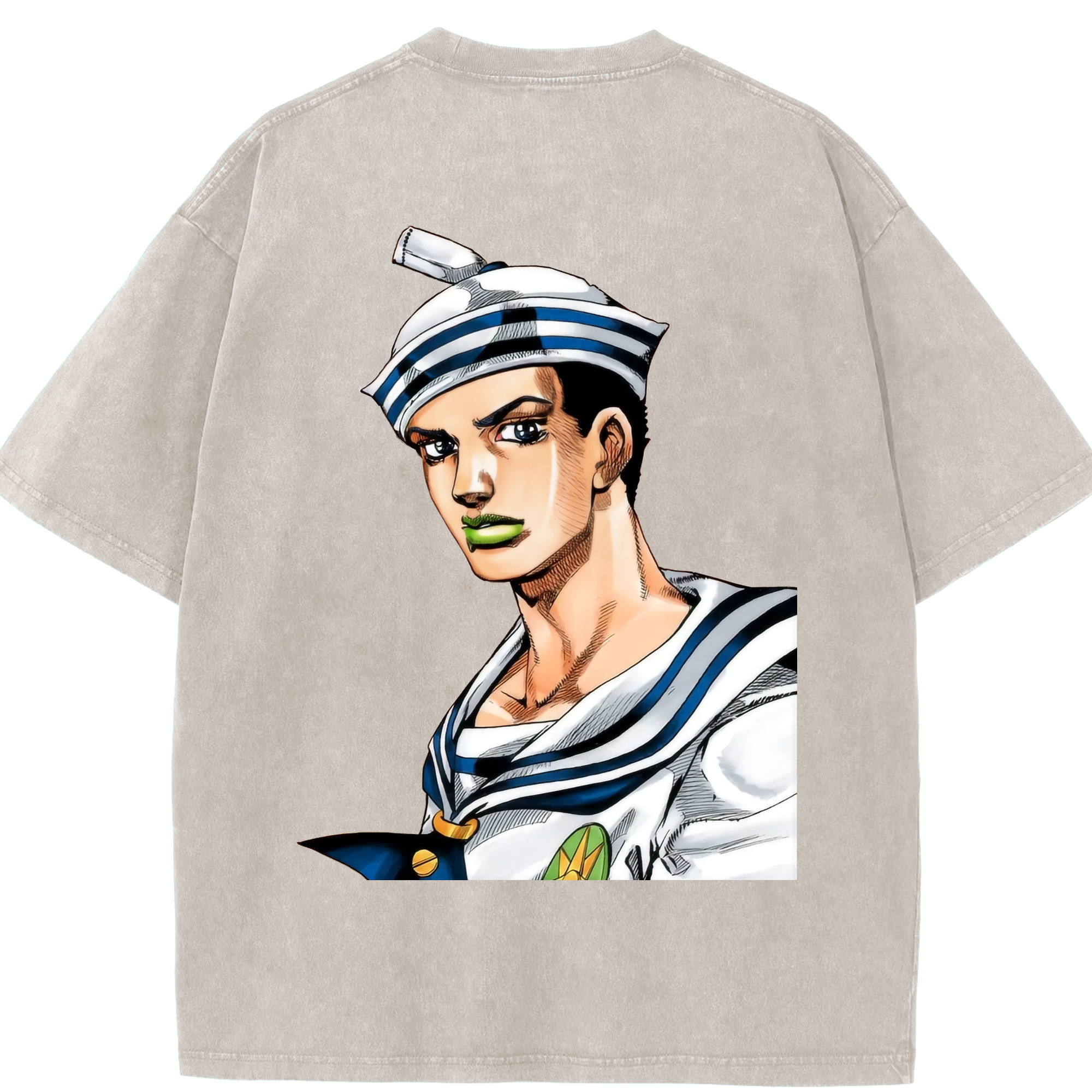 （画像用） ジョジョの奇妙な冒険 東方定助 JoJo's Bizarre Adventure Higashikata Josuke 綿100% ヴィンテージ風 半袖Tシャツ（背面プリント）