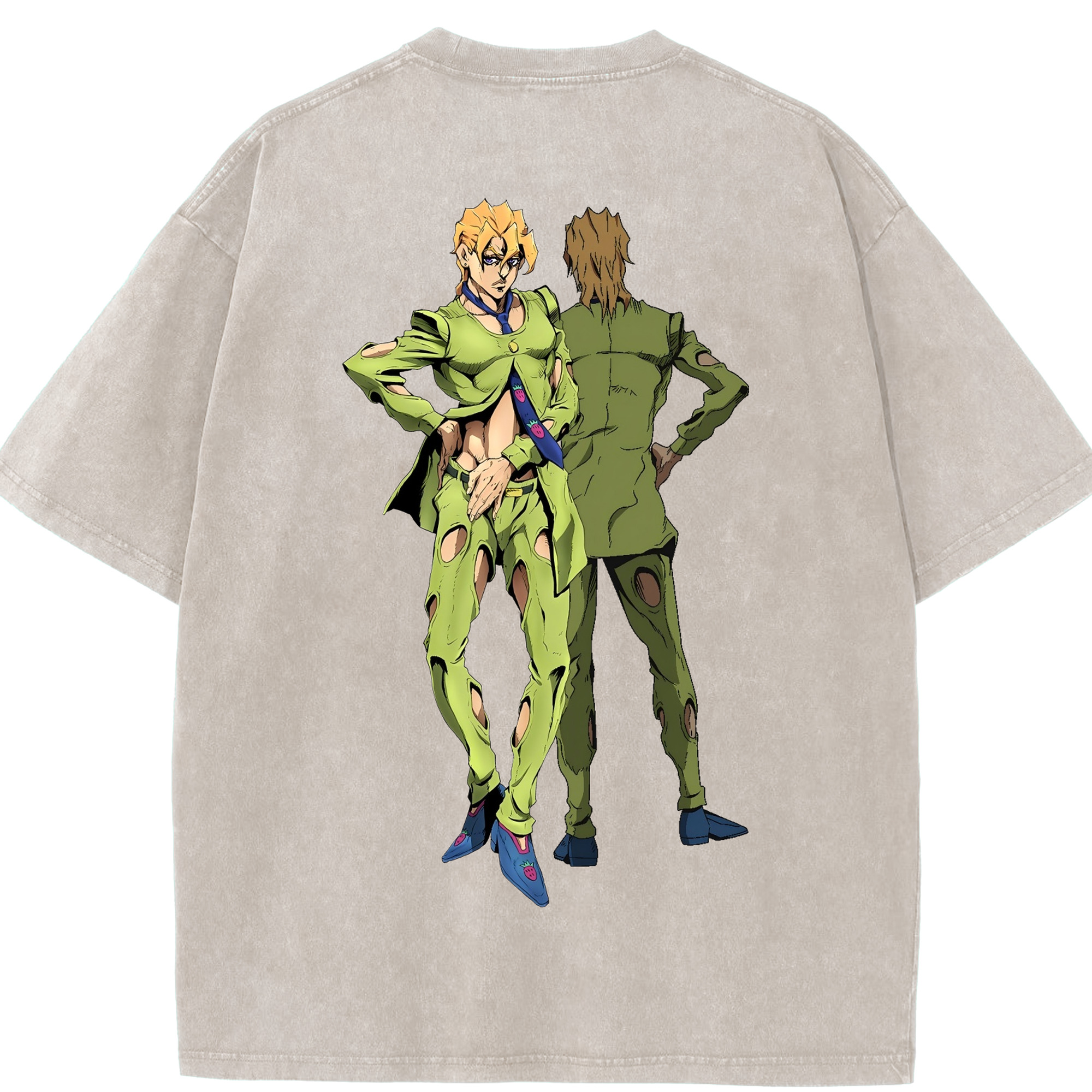 （画像用） ジョジョの奇妙な冒険 パンナコッタ?フー JoJo's Bizarre Adventure Pannacotta Fugo 綿100% ヴィンテージ風 半袖Tシャツ（背面プリント）