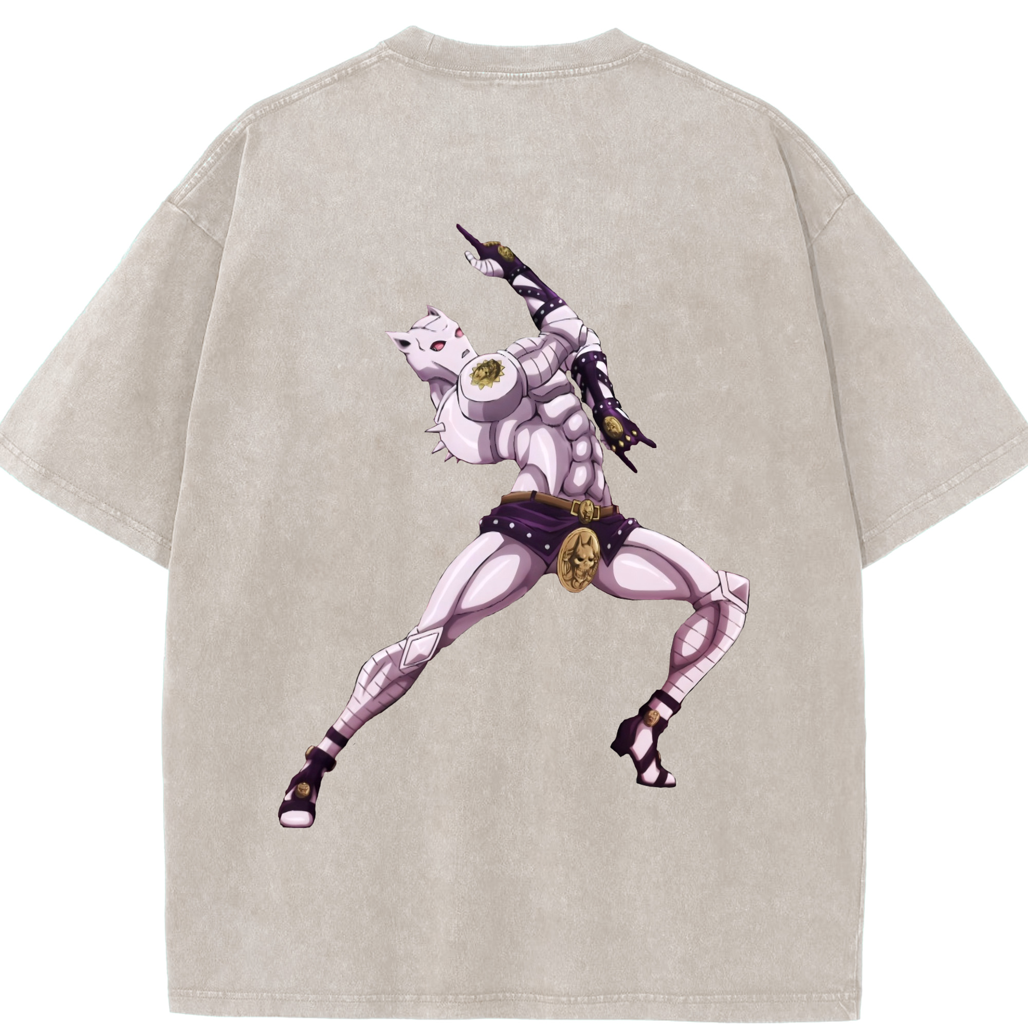 （画像用） ジョジョの奇妙な冒険 きら よしかげ JoJo's Bizarre Adventure Kira Yoshikage 綿100% ヴィンテージ風 半袖Tシャツ（背面プリント）