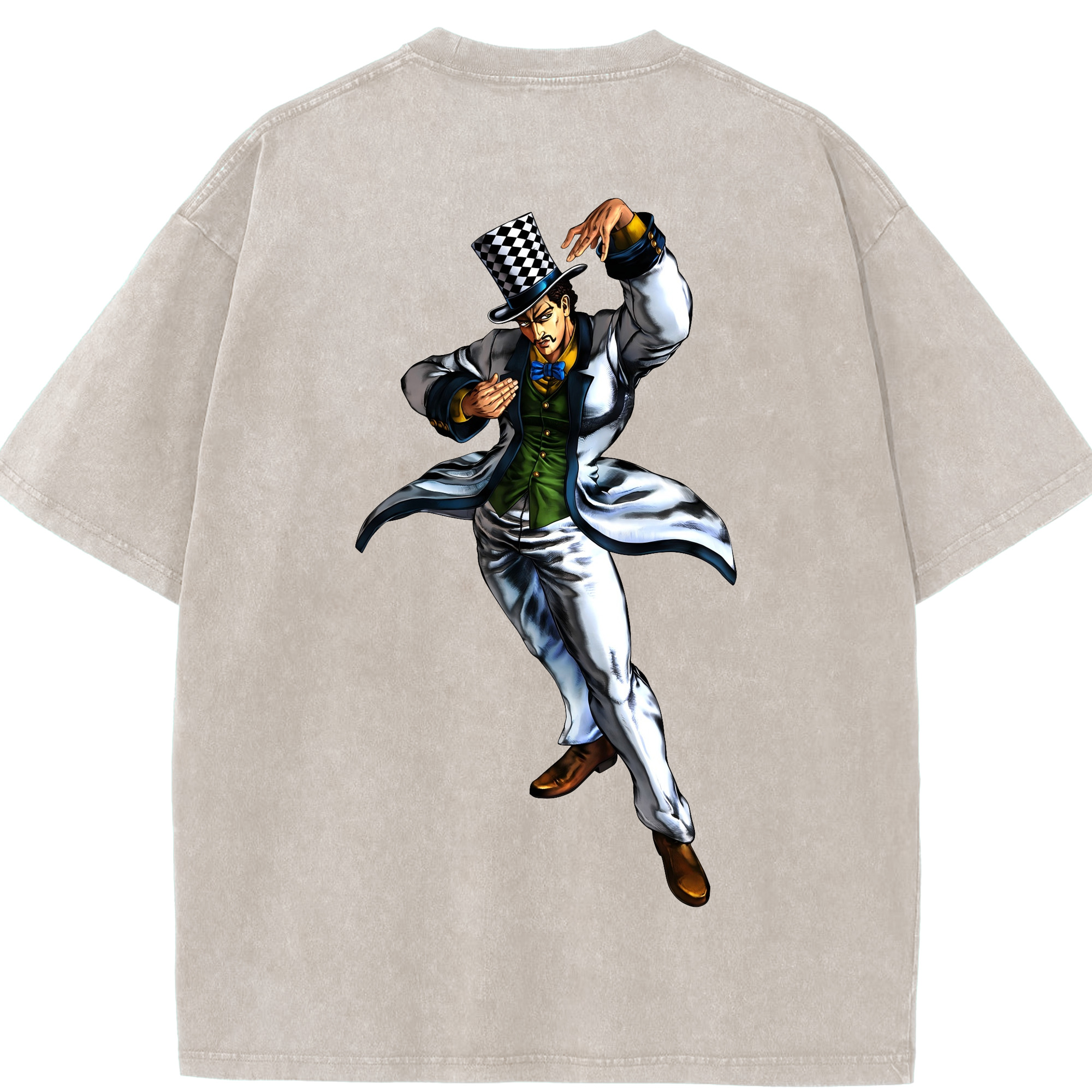 （画像用） ジョジョの奇妙な冒険 ウィル?アントニオ?ツェペリ JoJo's Bizarre Adventure Will Anthonio Zeppeli 綿100% ヴィンテージ風 半袖Tシャツ（背面プリント）