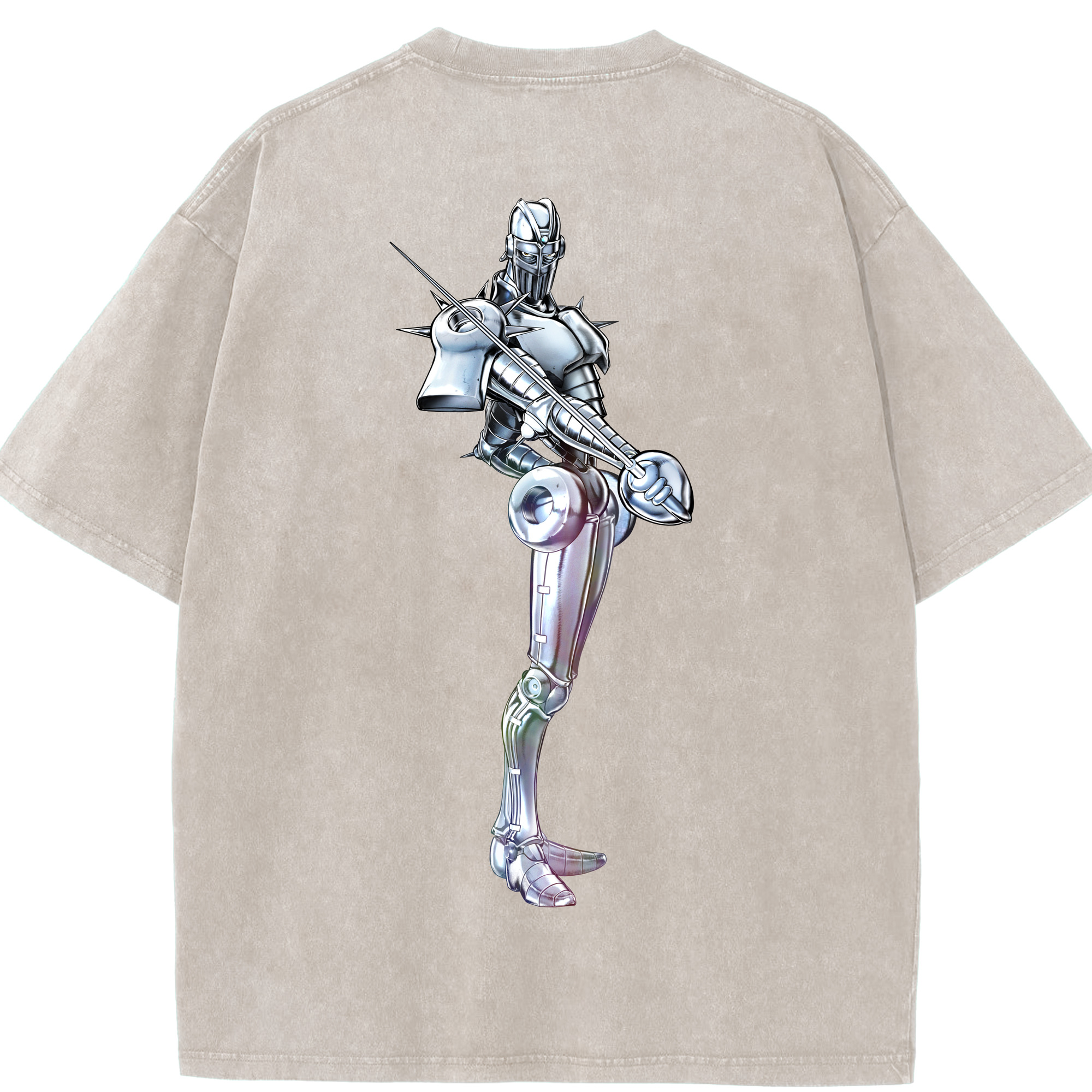 （画像用） ジョジョの奇妙な冒険 ジャン＝ピエール?ポルナレフ JoJo's Bizarre Adventure Jan Pierre Polnareff 綿100% ヴィンテージ風 半袖Tシャツ（背面プリント）