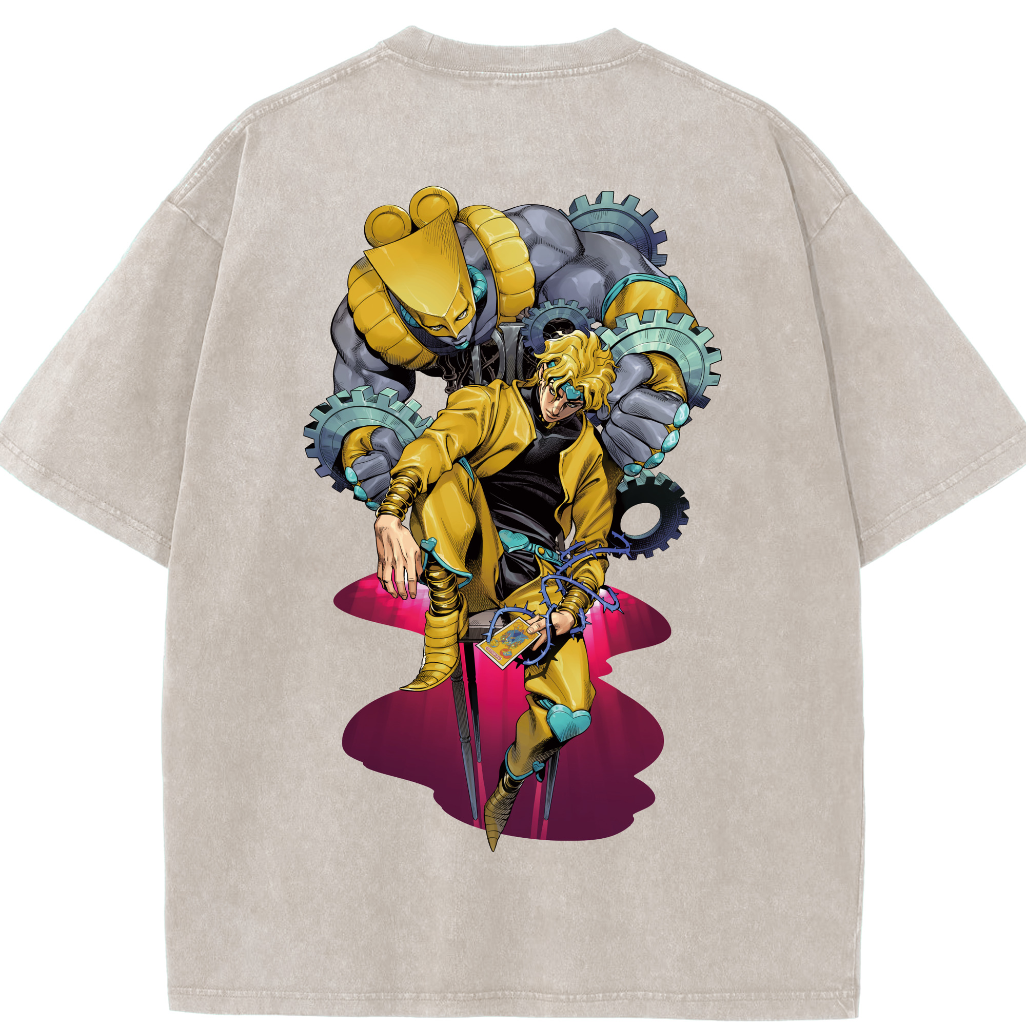 （画像用） ジョジョの奇妙な冒険 ディオ?ブランドー JoJo's Bizarre Adventure Dio Brando 綿100% ヴィンテージ風 半袖Tシャツ（背面プリント）